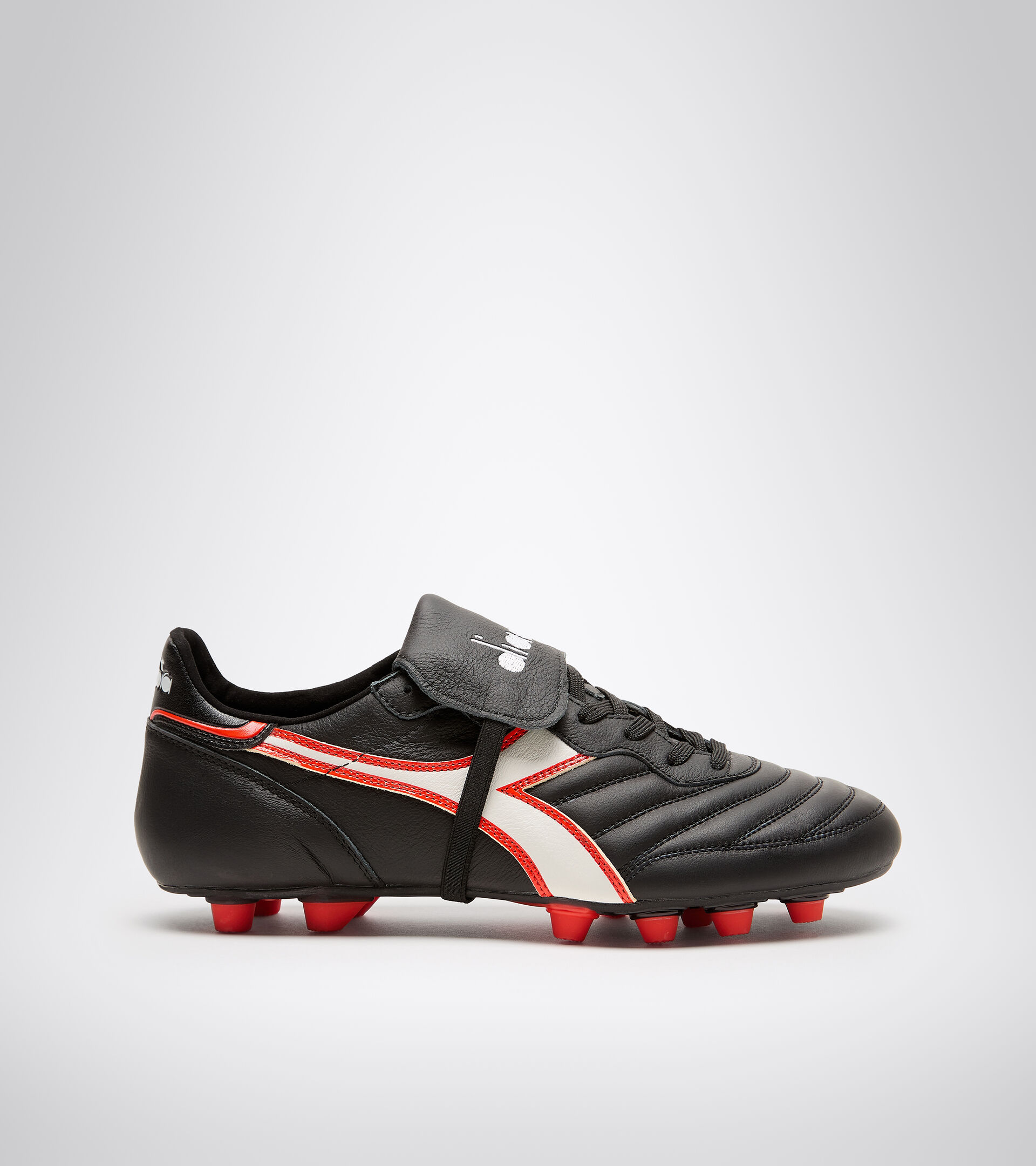 Firm ground football boots - Made in Italy BRASIL ITALY LT+ MDPU BLACK/WHITE/FLUO RED - Diadora