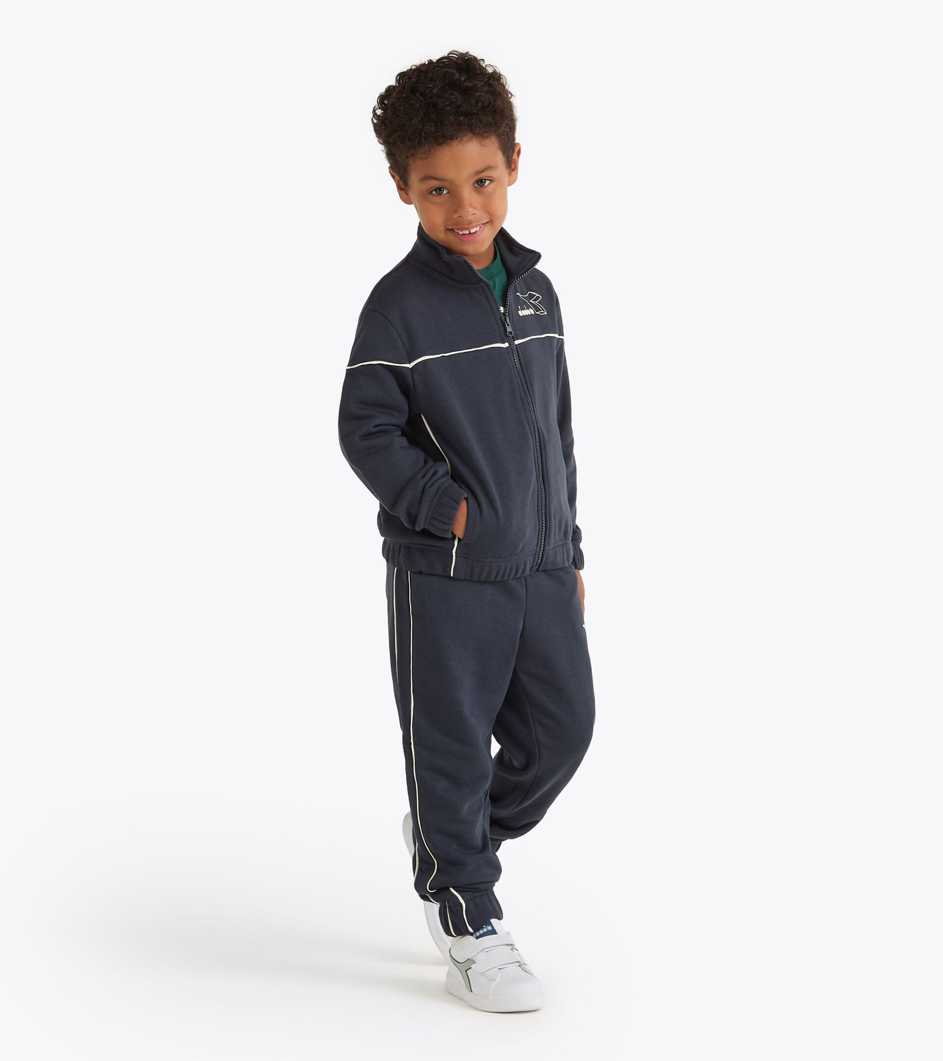 Coordinated tracksuit - Boys and girls  JU. TRACKSUIT FZ LOGO (FT) BLUE DENIM - Diadora