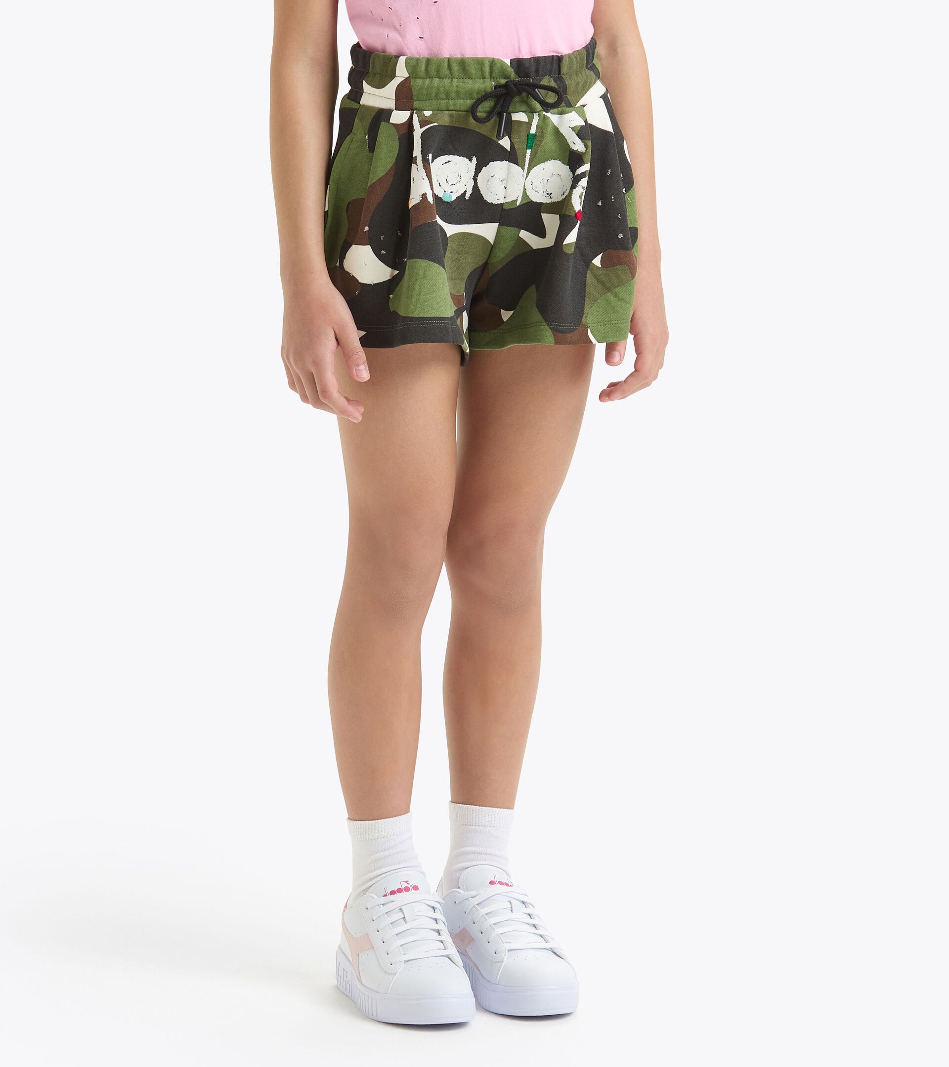 Pantaloncini in cotone - Bambina JG. SHORTS CAMO VERDE CAMOUFLAGE MILITARE - Diadora