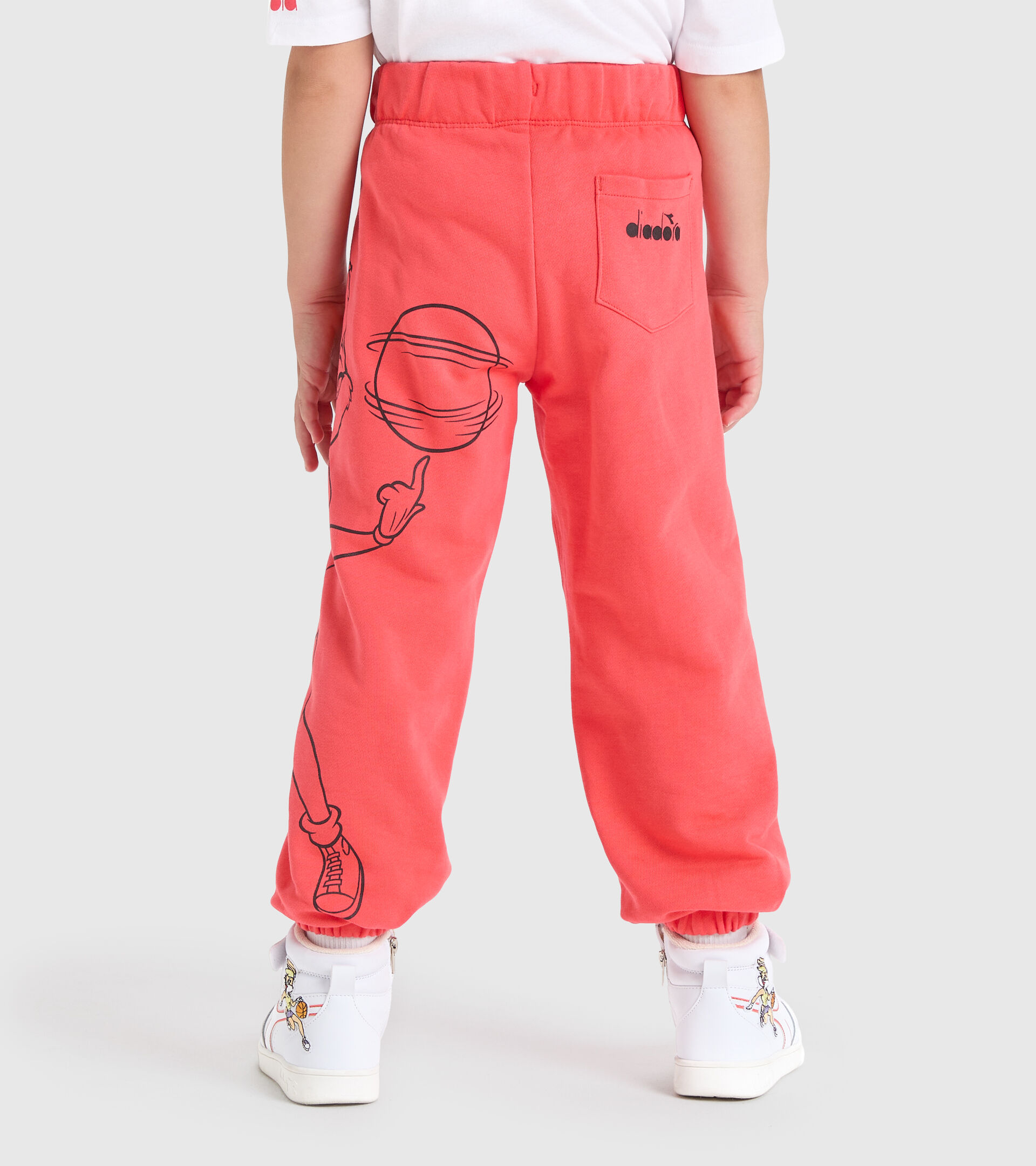 Cotton terrycloth joggers - Kids JU.JOGGER PANT WB HOT CORAL - Diadora