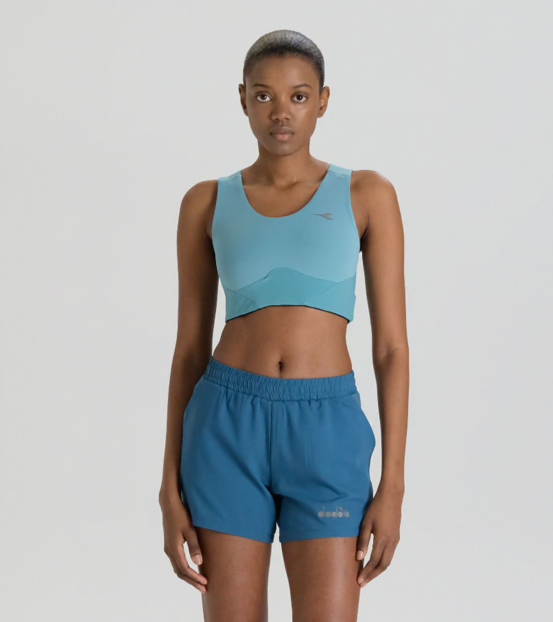 Sport-BH - Damen L. MEDIUM BRA RUN CREW DUSTY TURQUOISE - Diadora