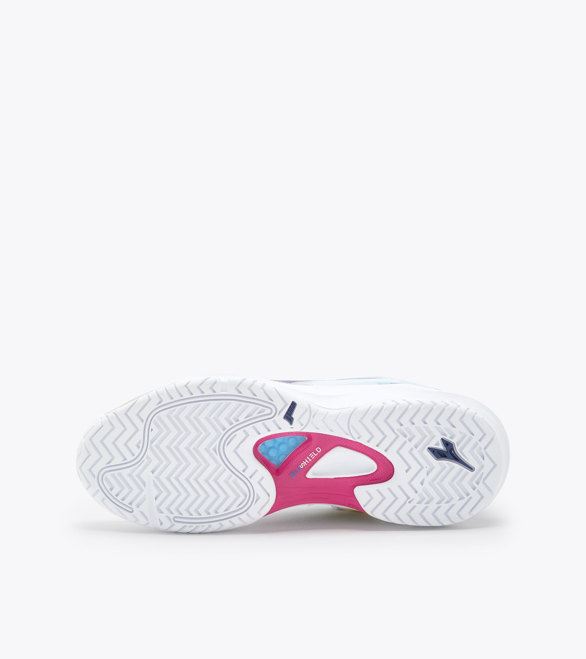 Tennis shoes for hard surfaces or clay - Women SPEED BLUSHIELD FLY 4 + W AG WHITE/BLUEPRINT/PINK YARROW - Diadora
