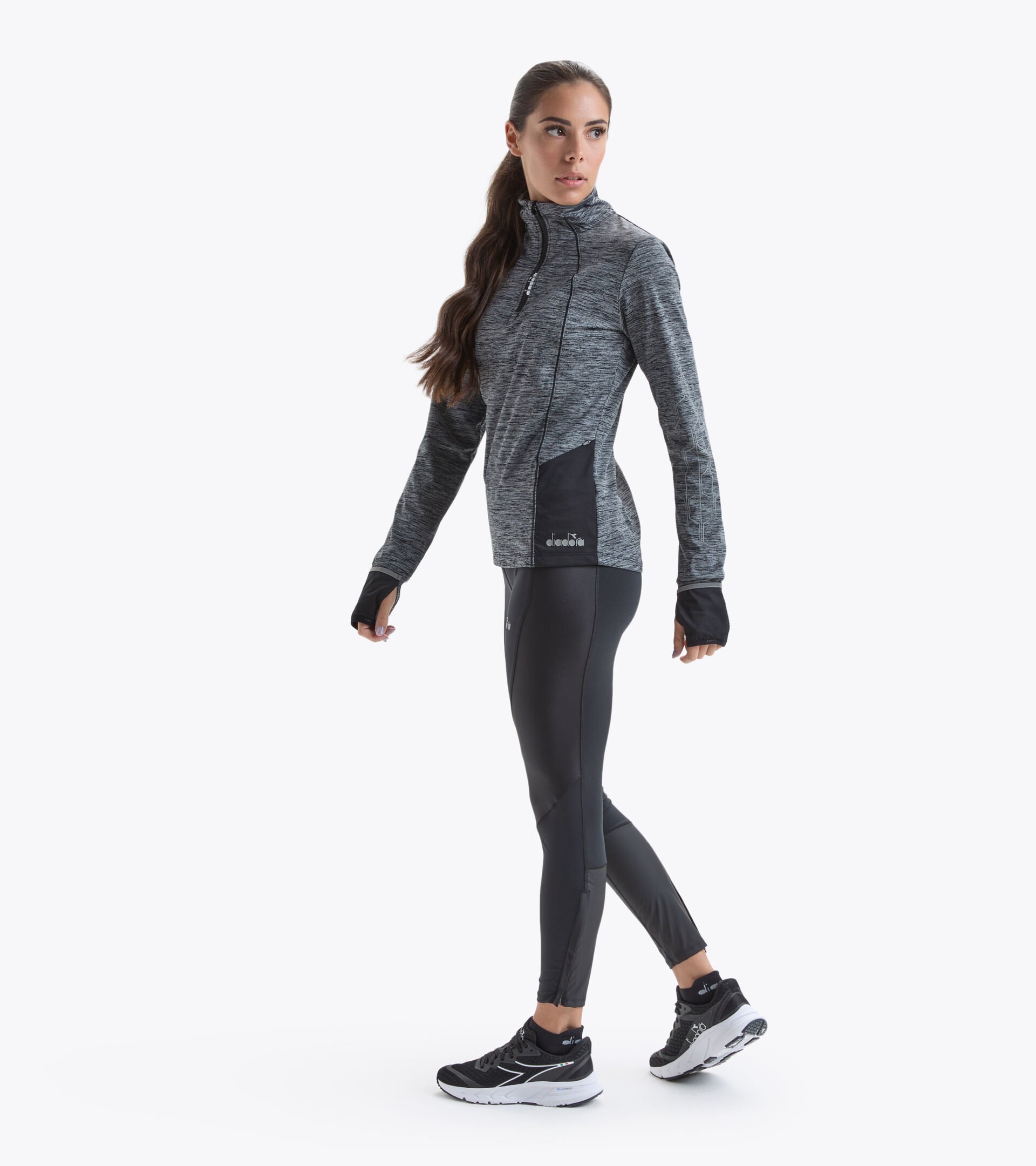 Running leggings - Women L. WINTER RUNNING TIGHTS BE ONE BLACK - Diadora
