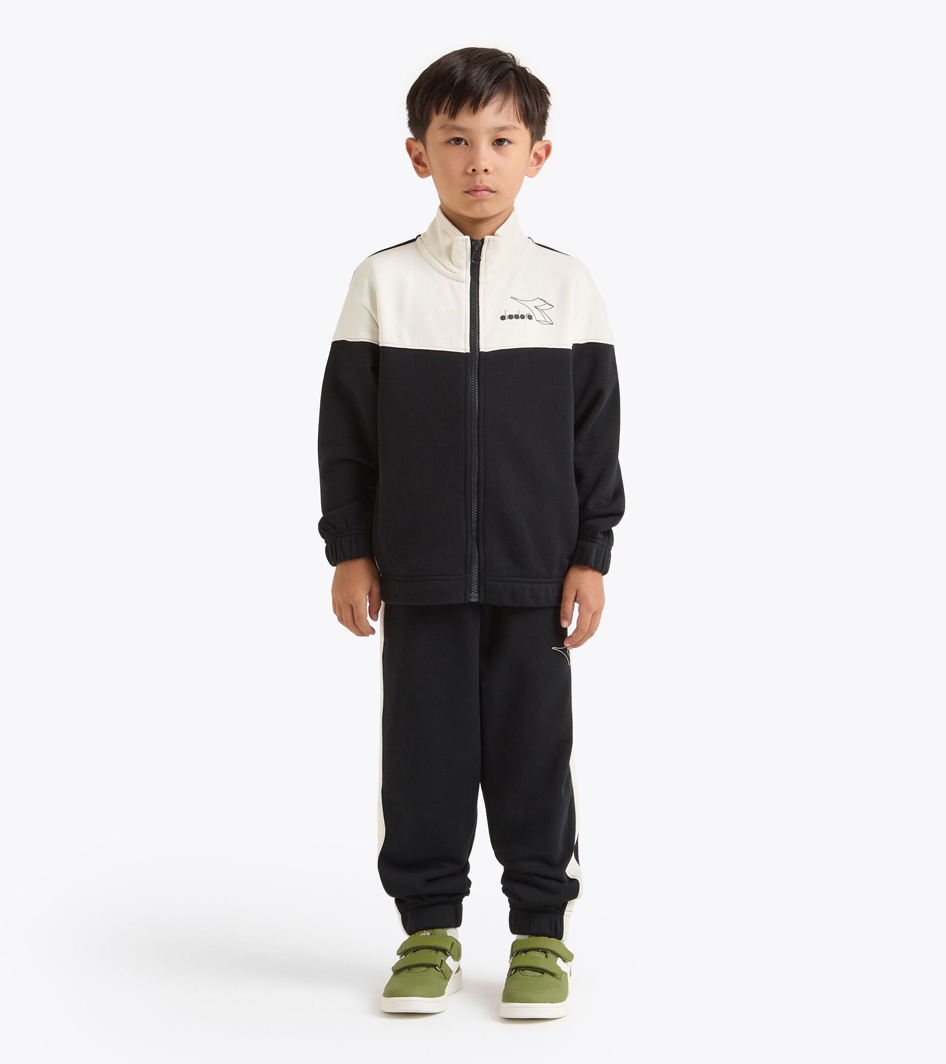 Coordinated tracksuit - Boys and girls  JU. TRACKSUIT FZ LOGO (FT) BLACK - Diadora