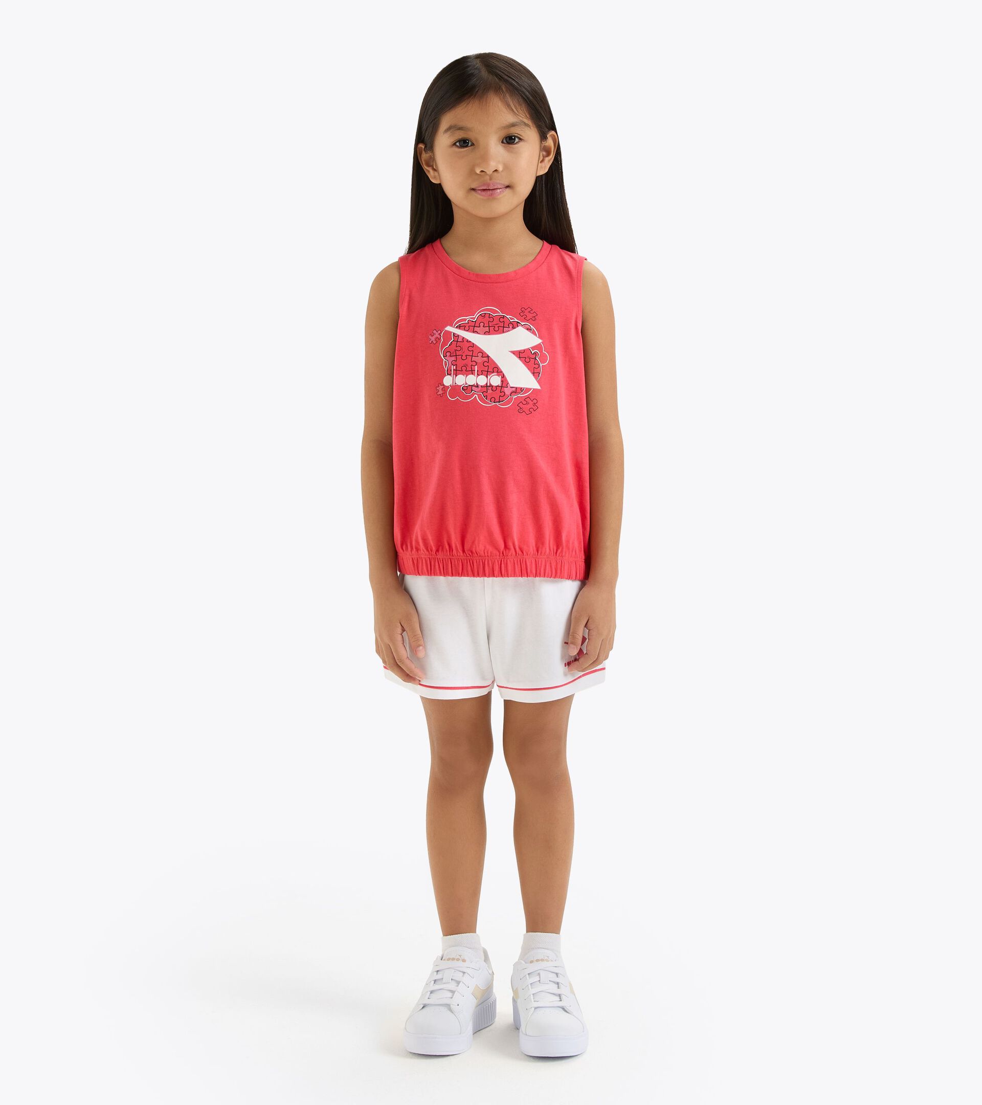 Ensemble de sport - Débardeur et short - Ado fille JG. SET SS PUZZLES ROUGE CAYENNE - Diadora