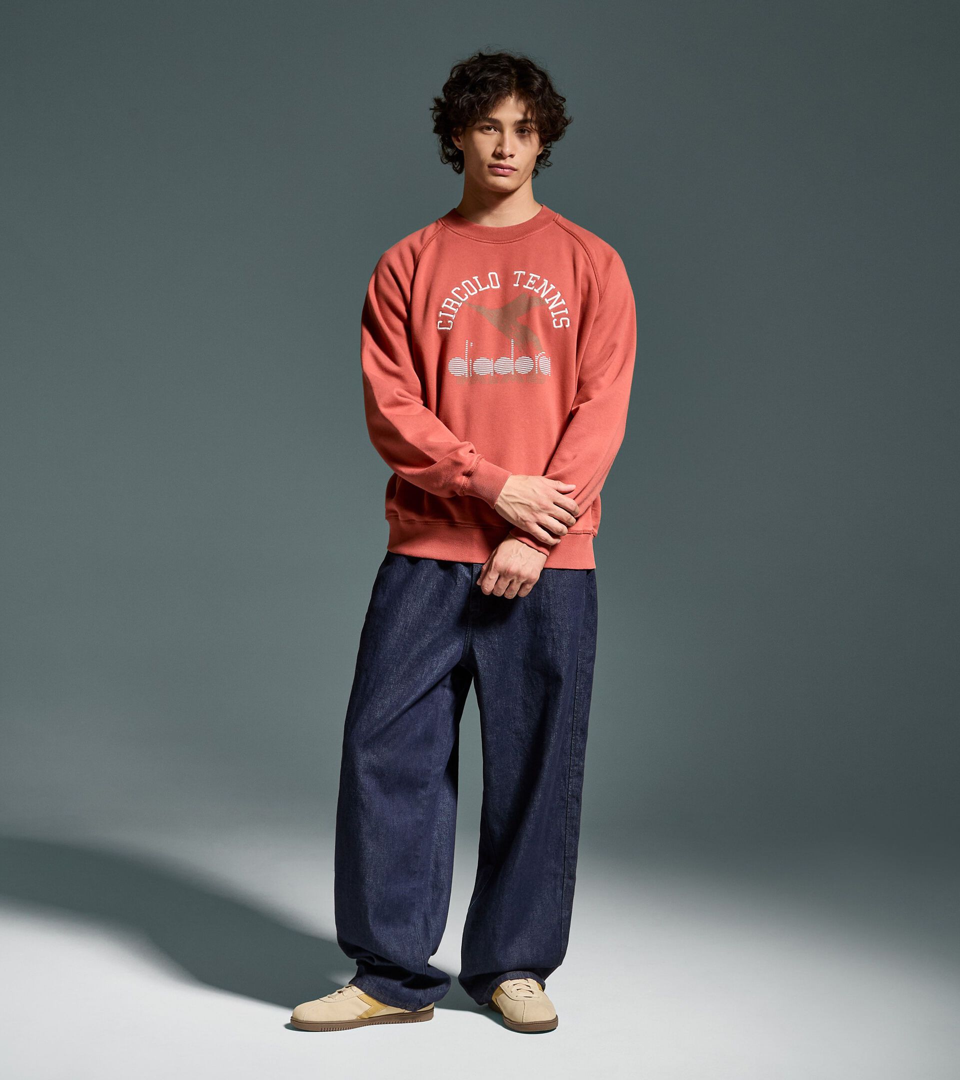 Sweatshirt Crew Legacy - Made in Italy - All-gender SWEATSHIRT CREW LEGACY BROWN BURNT BRICK - Diadora