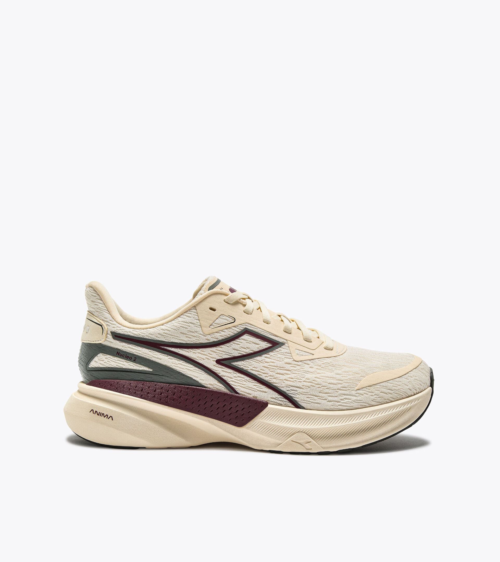 Running shoe - Comfort and stability - Men's NUCLEO 2 WHISPER WHITE/MAROON BANNER - Diadora