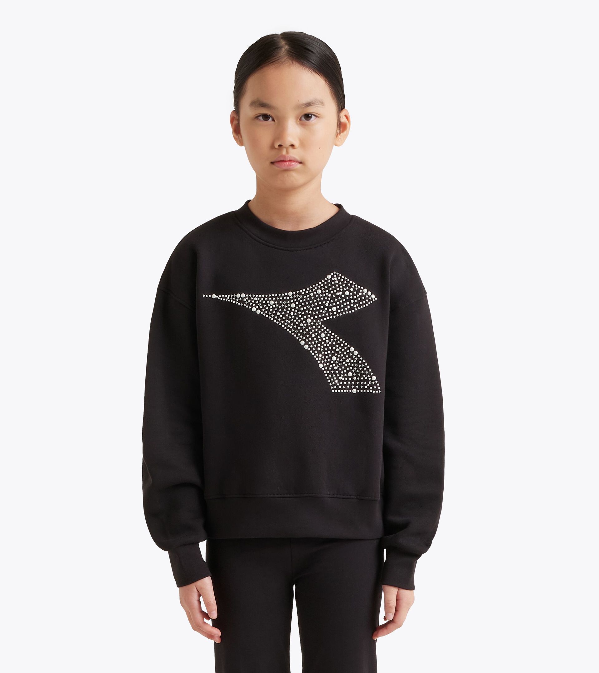 Sweatshirt - Girls JG. SWEATSHIRT RHINESTONE BLACK - Diadora