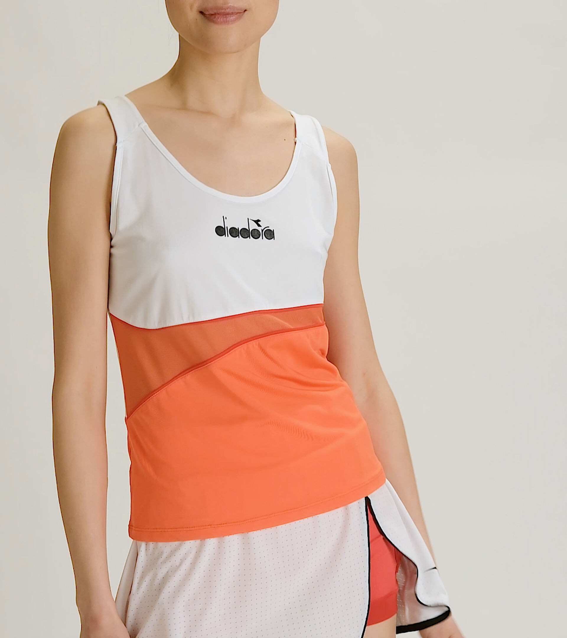 Tennis vest top - Women L. TANK ICON VERMILLION ORANGE - Diadora