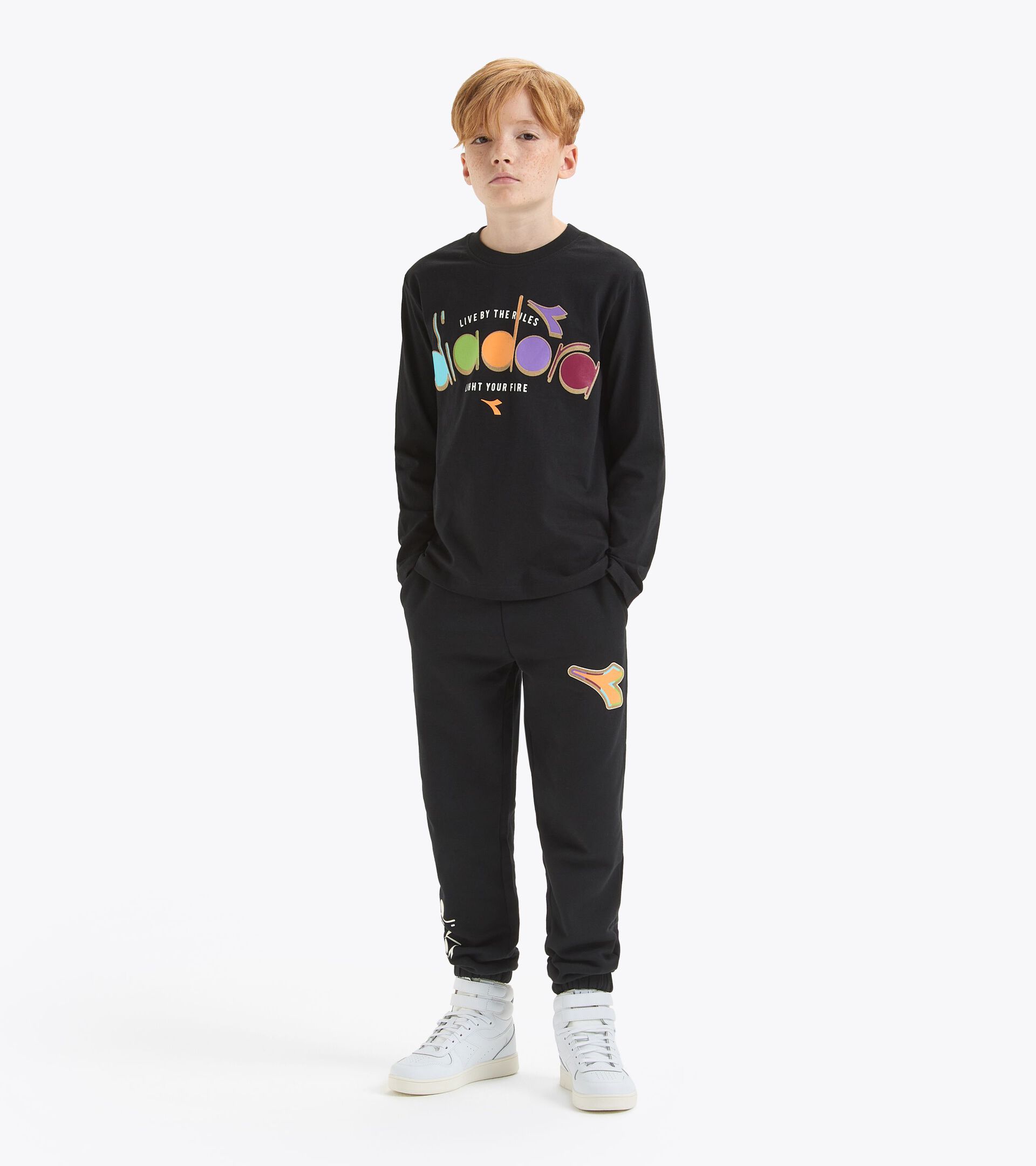 Long-sleeved shirt - Boy JB.T-SHIRT LS LOGO BOLD BLACK - Diadora