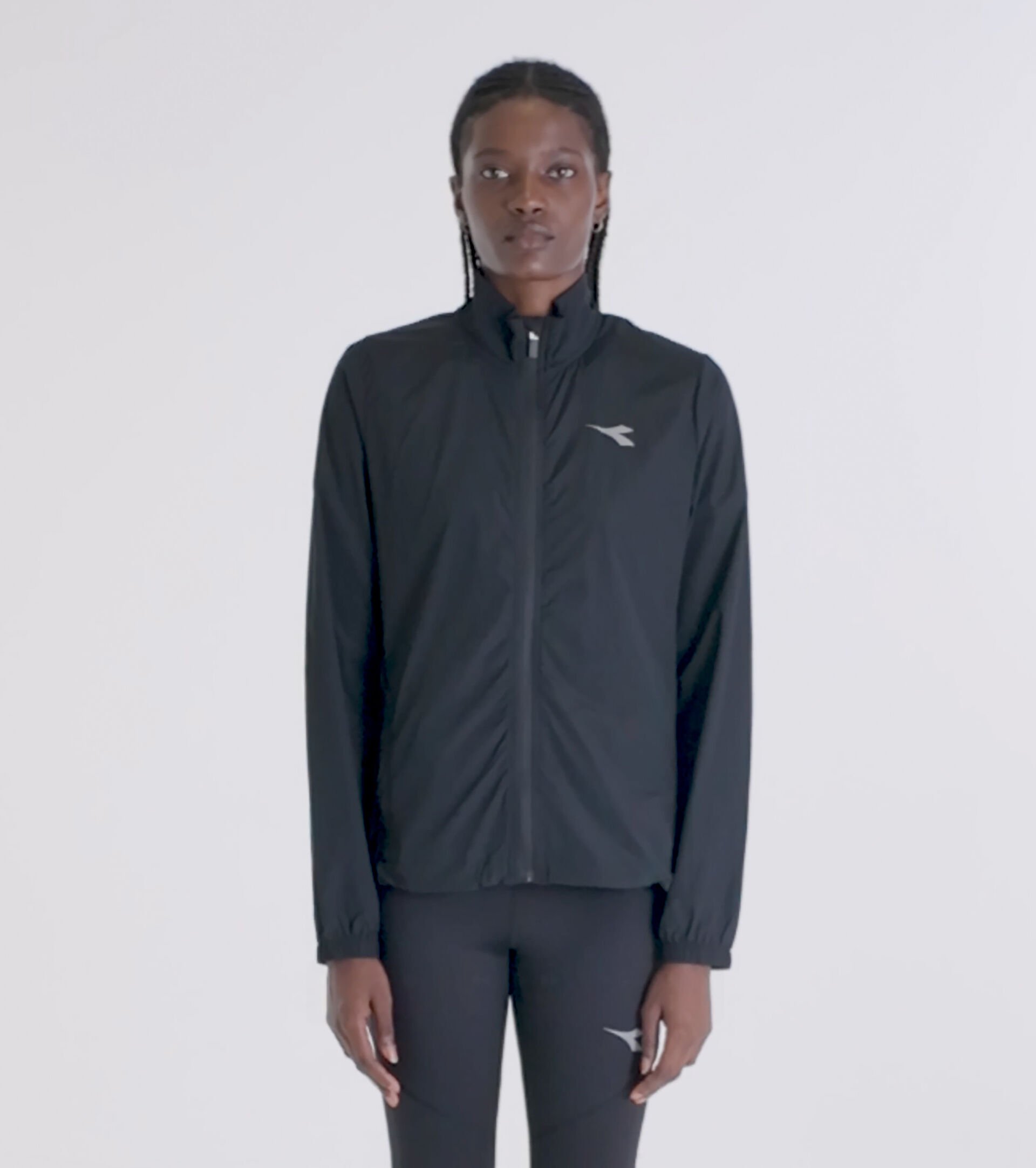 Packable windbreaker jacket  - Running - Women’s L. WINDBREAKER PACKABLE JACKET BLACK - Diadora