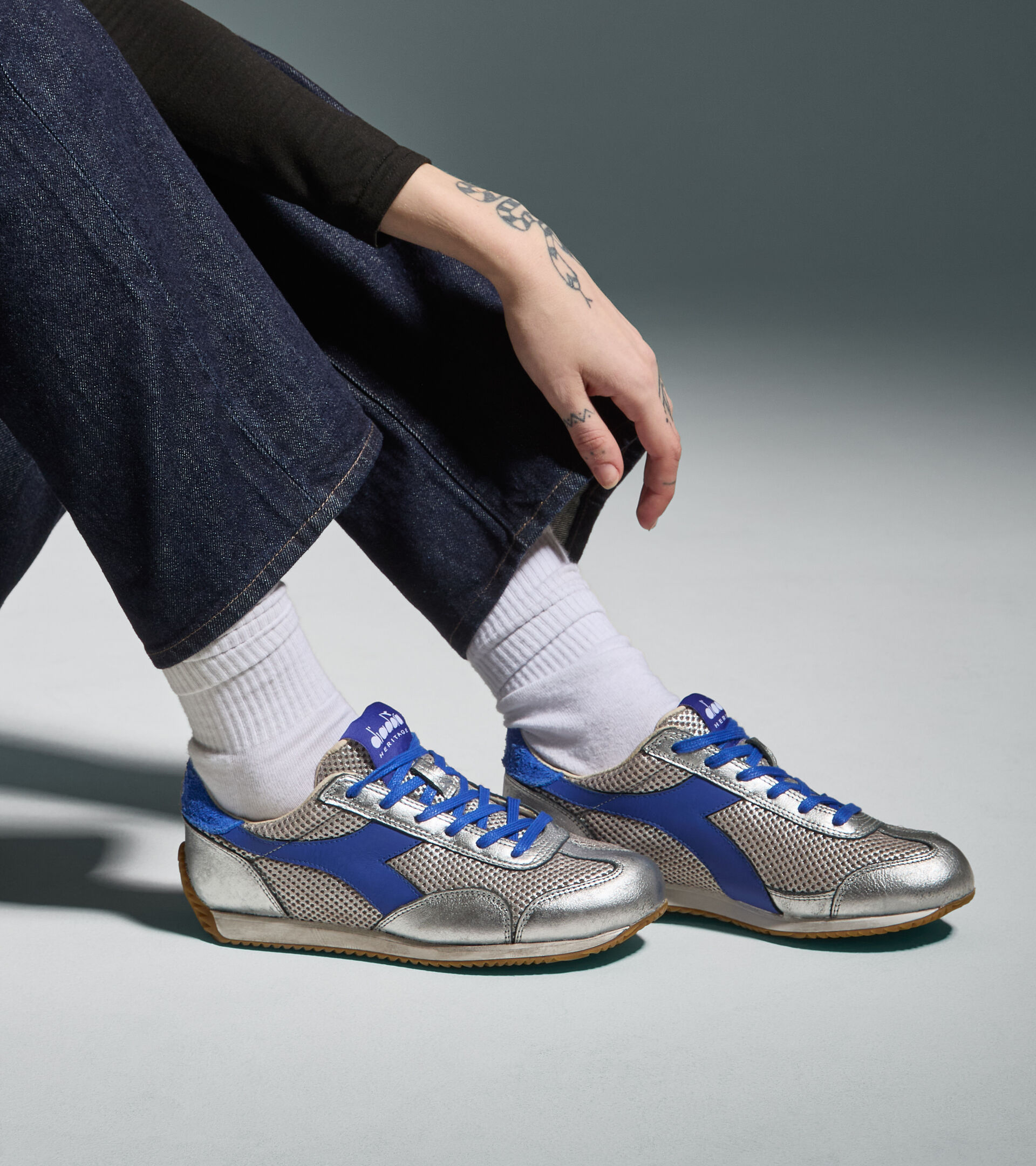 Heritage leather sneaker - All-Gender EQUIPE STELLAR SW WHITE/IMPERIAL BLUE - Diadora