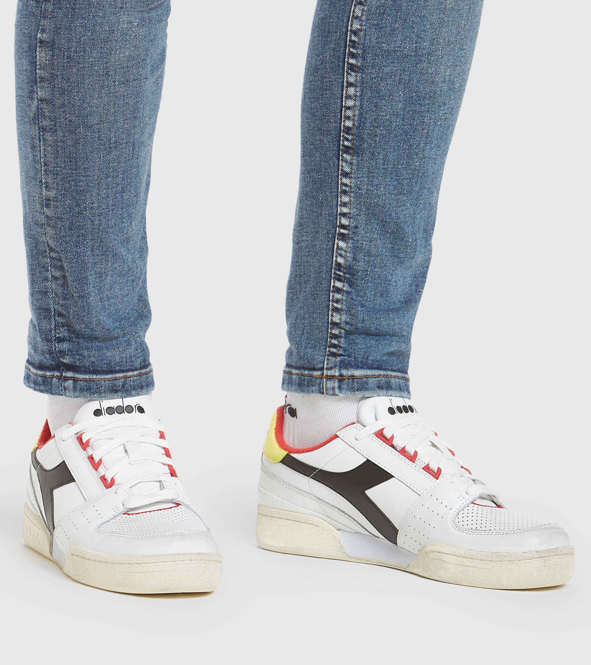 Sports shoes - Men DAVIS LEATHER WHITE/BLACK/LIMELIGHT - Diadora