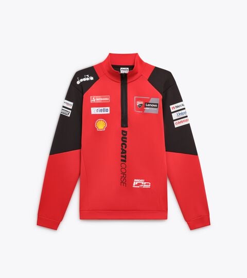 Sporty Ducati 2026 MotoGP replica half-zip sweatshirt - Men&rsquo;s HALF-ZIP DUCATI REPLICA MGP26 DUCATI MGP RED/BLACK - Diadora