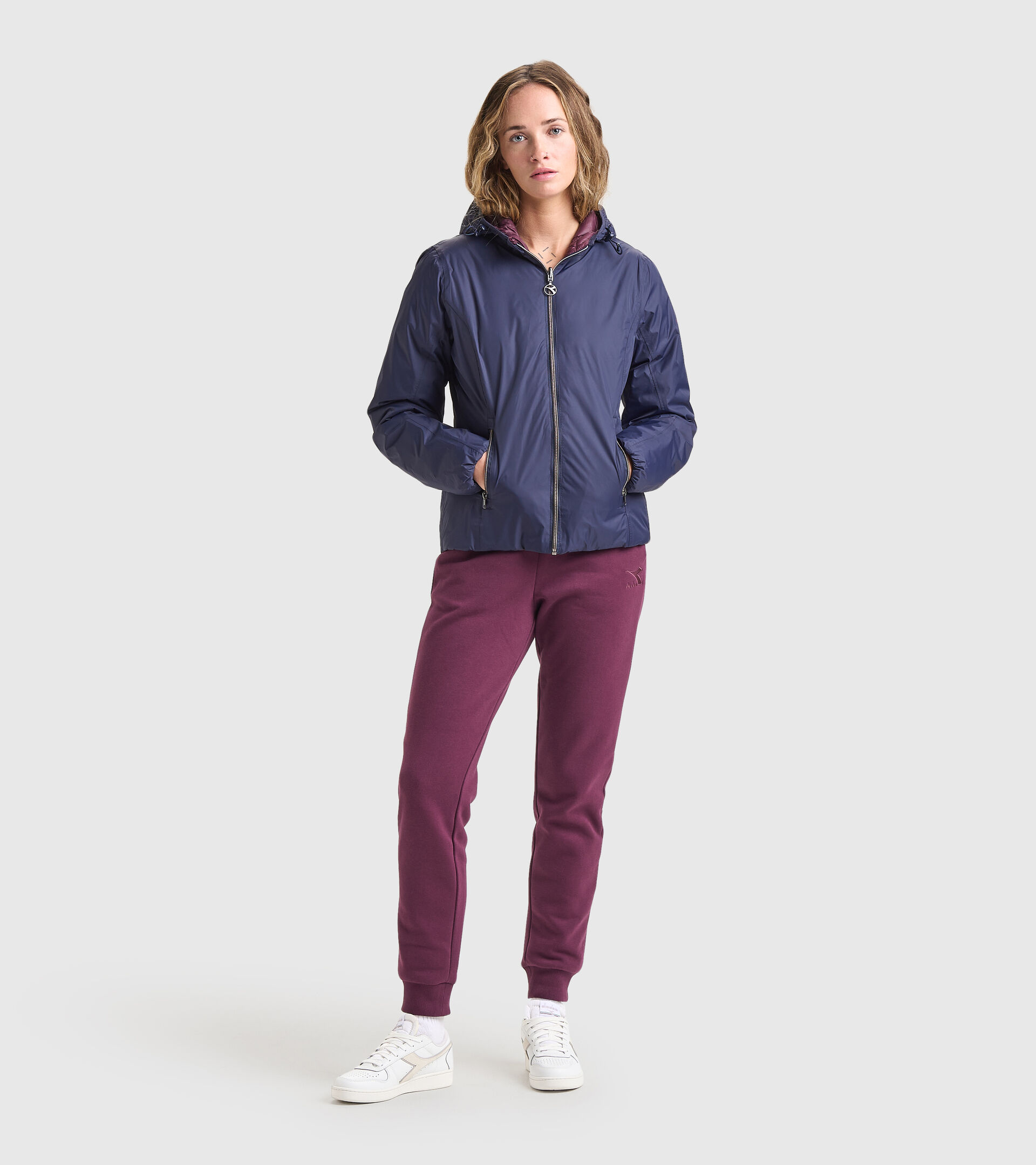 Reversible puffer jacket - Women L. HOODIE INSULATED JACKET CLASSIC NAVY/VINEYARD WIND - Diadora