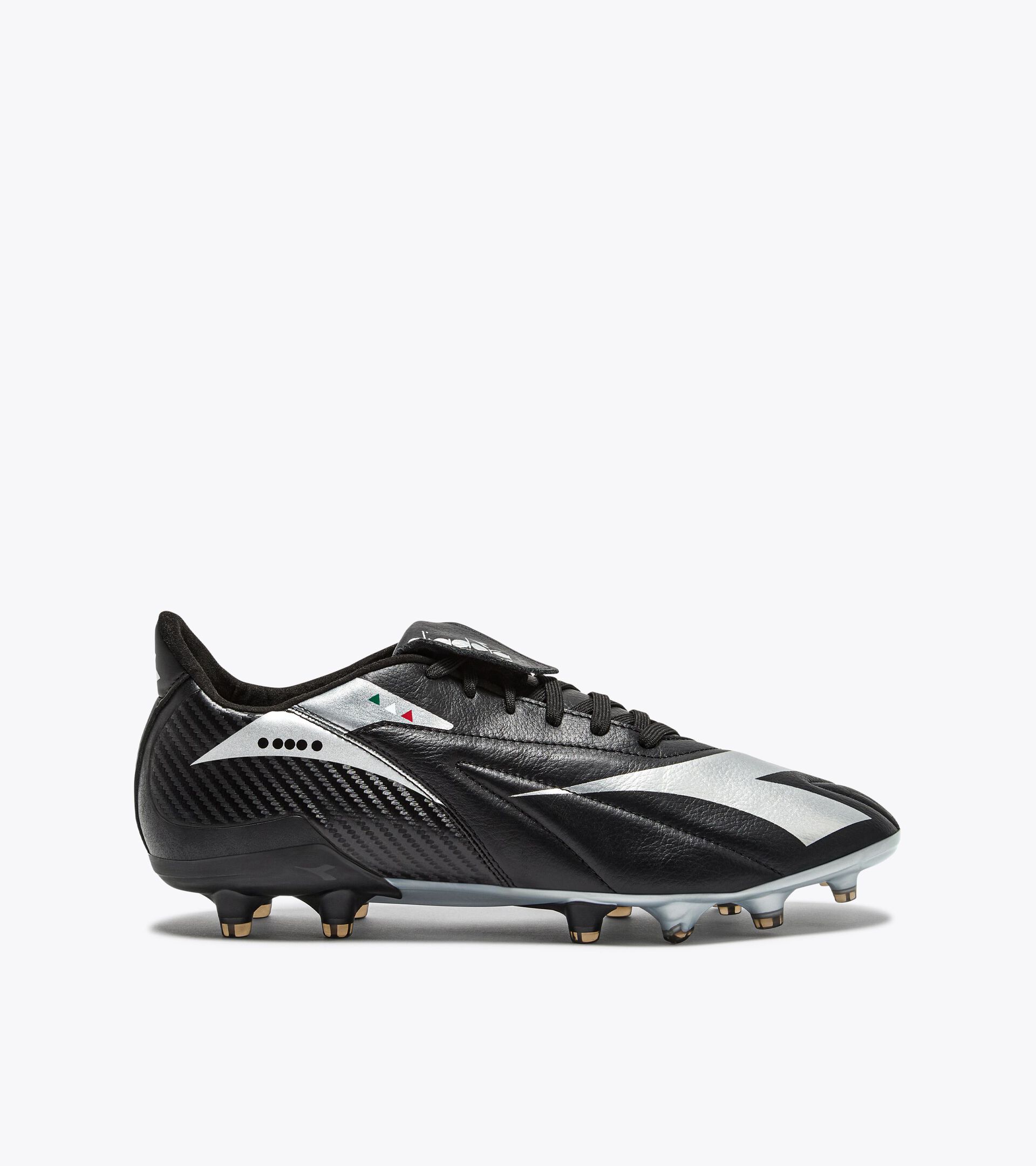 Leather calcio boots for firm ground - Made In Italy - All-Gender MAXIMUS ELITE ITA T SLX BLACK /SILVER DD - Diadora