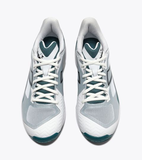 Tennis Shoe for Clay Courts - Stability - Men&rsquo;s
 TROFEO 4 CLAY WHITE /BLACK/SHADED SPRUCE - Diadora