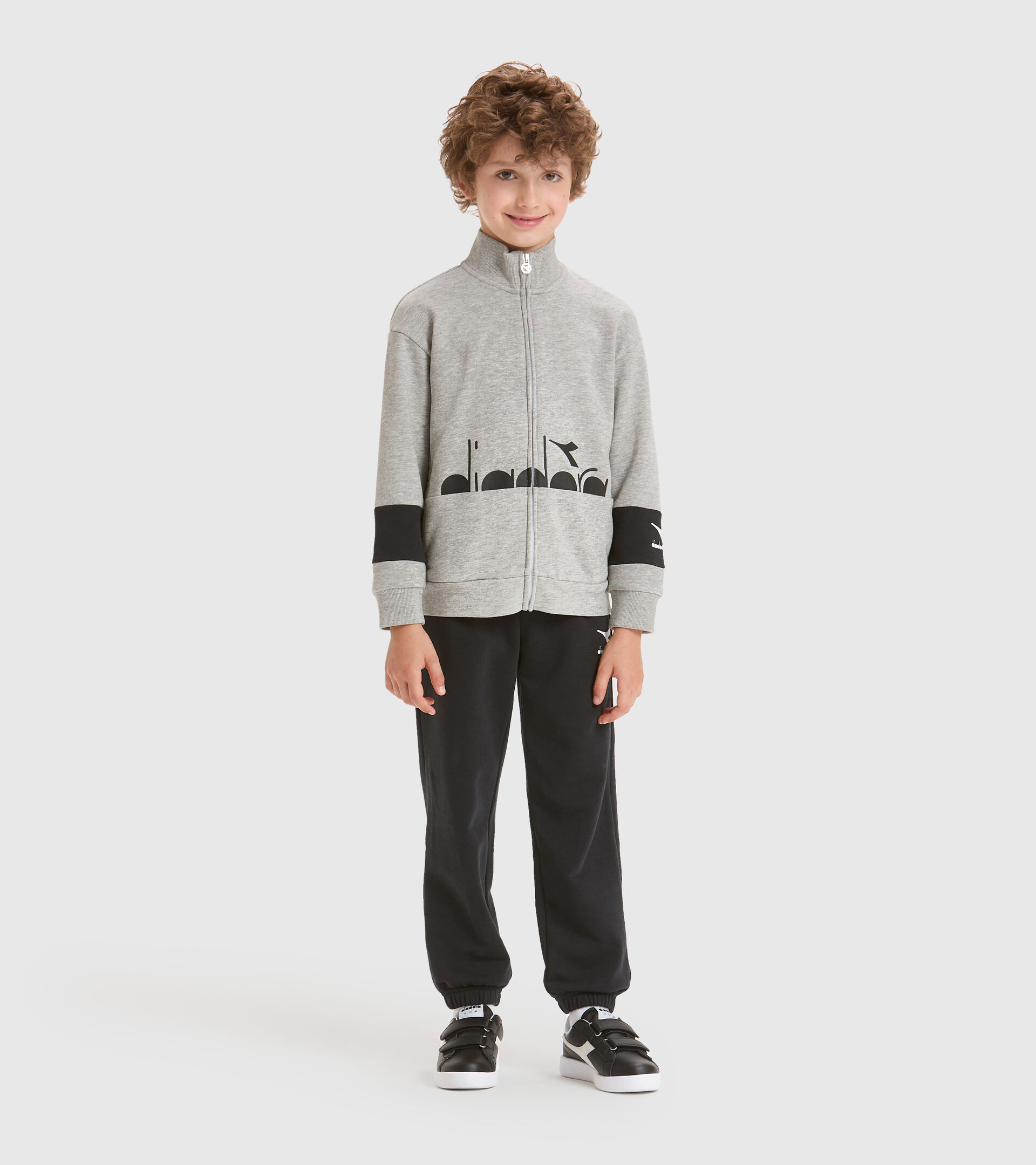 Survêtement - Garçon JB.TRACKSUIT FZ HOOPLA GRIS MOYENNE CLAIR MELANGE - Diadora