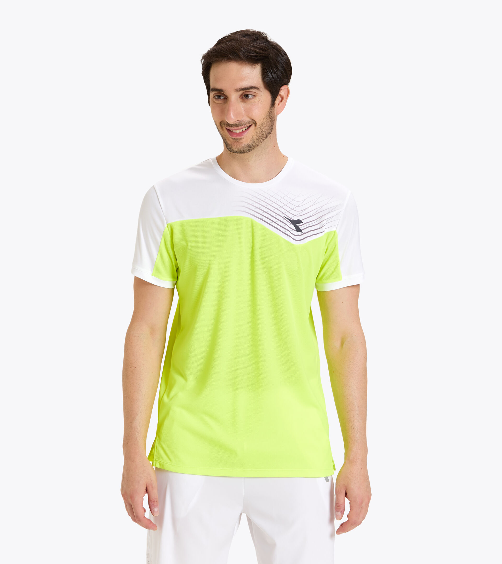 T-shirt de tennis - Homme T-SHIRT COURT JAUNE FLUO DD - Diadora