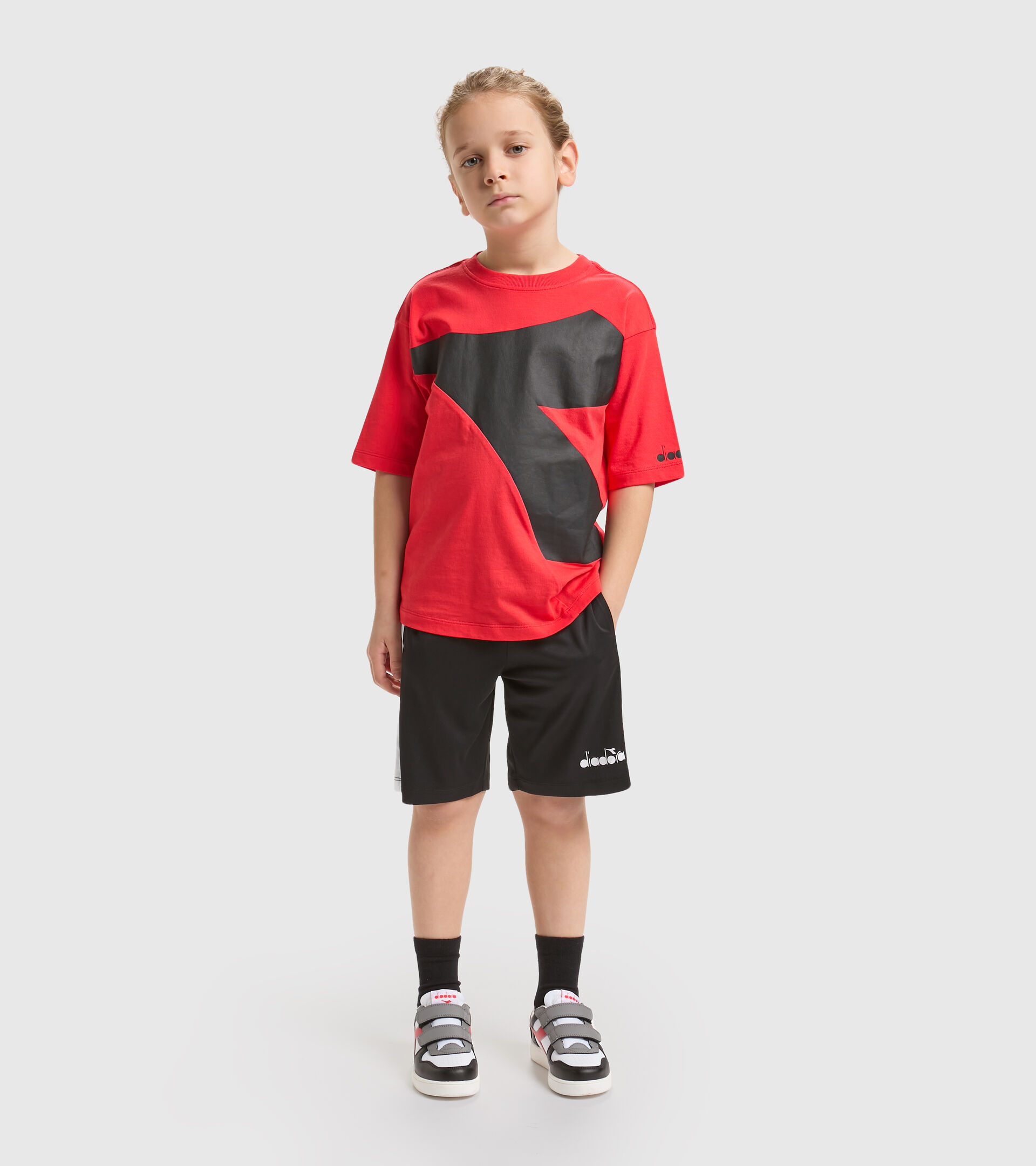 Cotton sports T-shirt - Boy’s JB.T-SHIRT SS POWER LOGO POPPY RED - Diadora