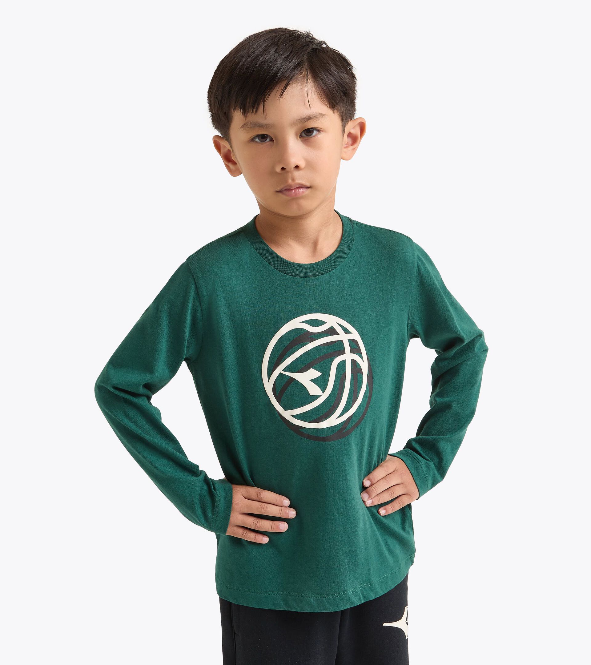 T-shirt en coton à manches longues - Ado garçon
 JB. T-SHIRT LS LOGO RAIN FOREST - Diadora