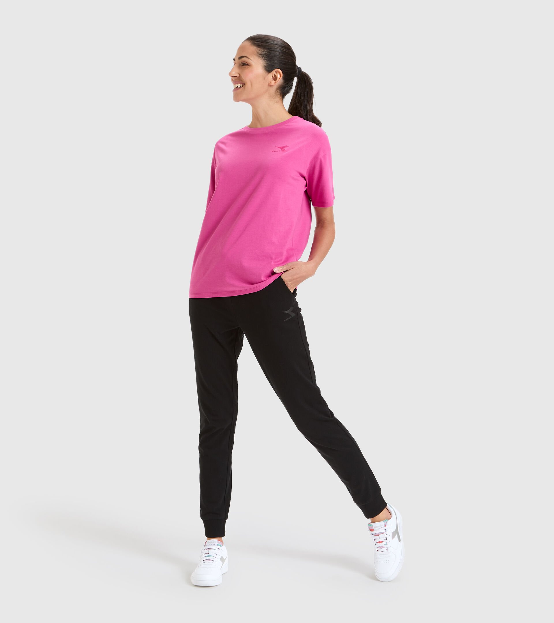 Camiseta deportiva de algodón - Mujer L.T-SHIRT SS CHROMIA ROSA IBIS - Diadora