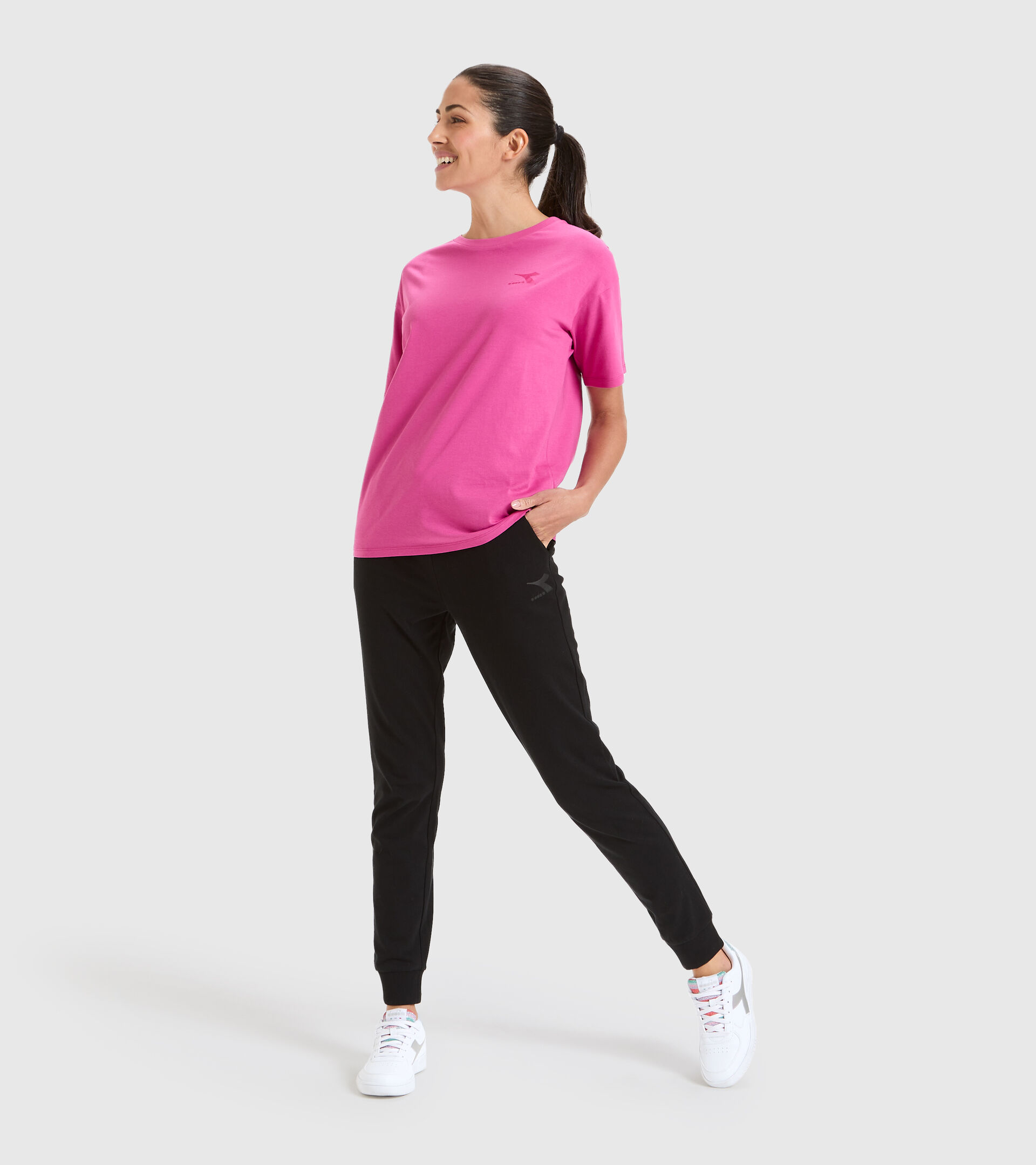 Cotton sports T-shirt - Women L.T-SHIRT SS CHROMIA PINK IBIS - Diadora