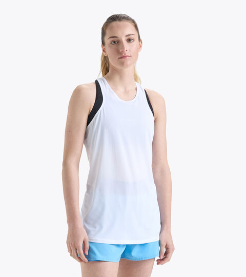 Camiseta sin mangas para correr - Mujer L. SUPER LIGHT TANK BE ONE BLANCO VIVO - Diadora