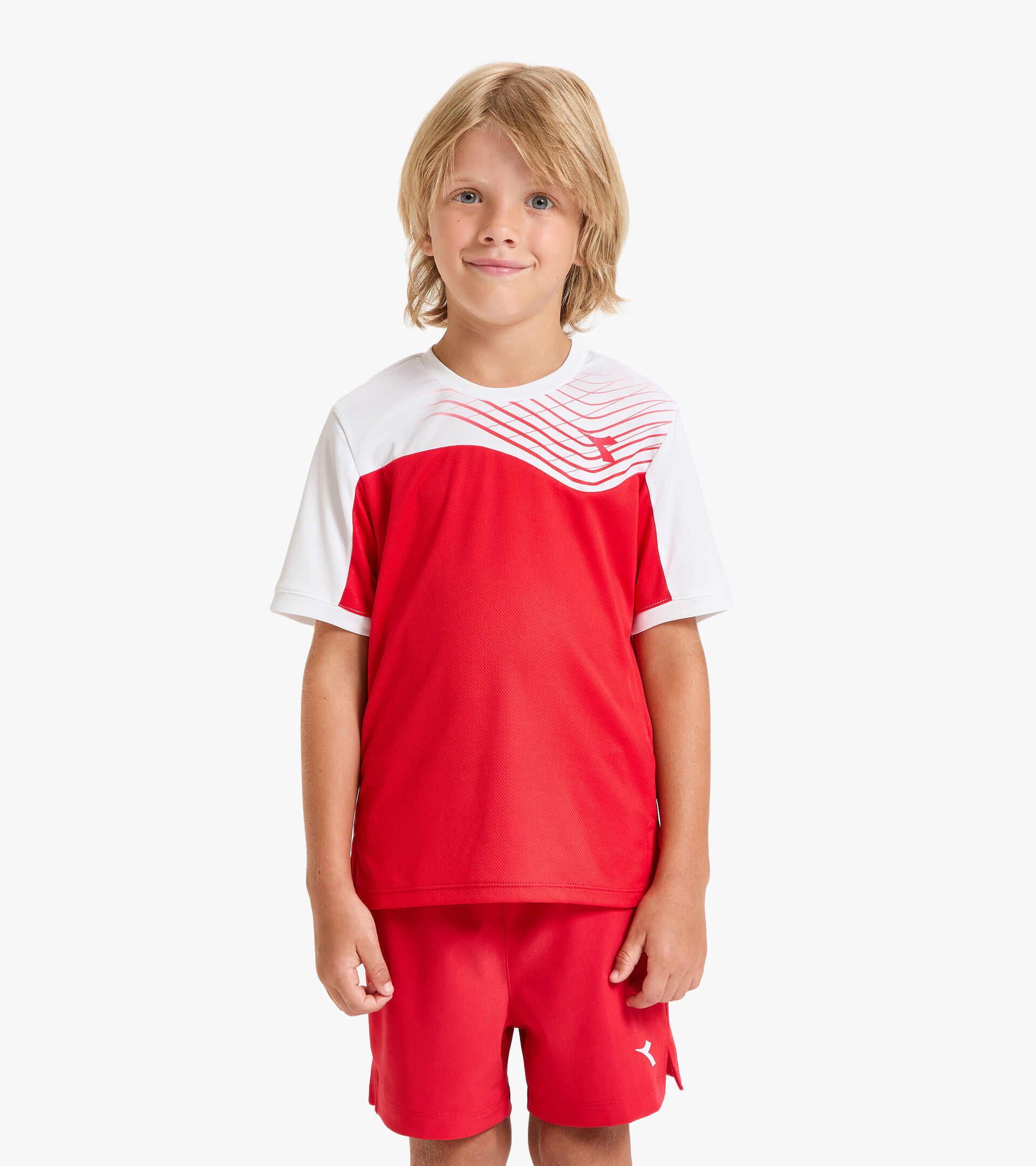 T-shirt de tennis - Junior J. T-SHIRT COURT ROUGE TOMATE - Diadora