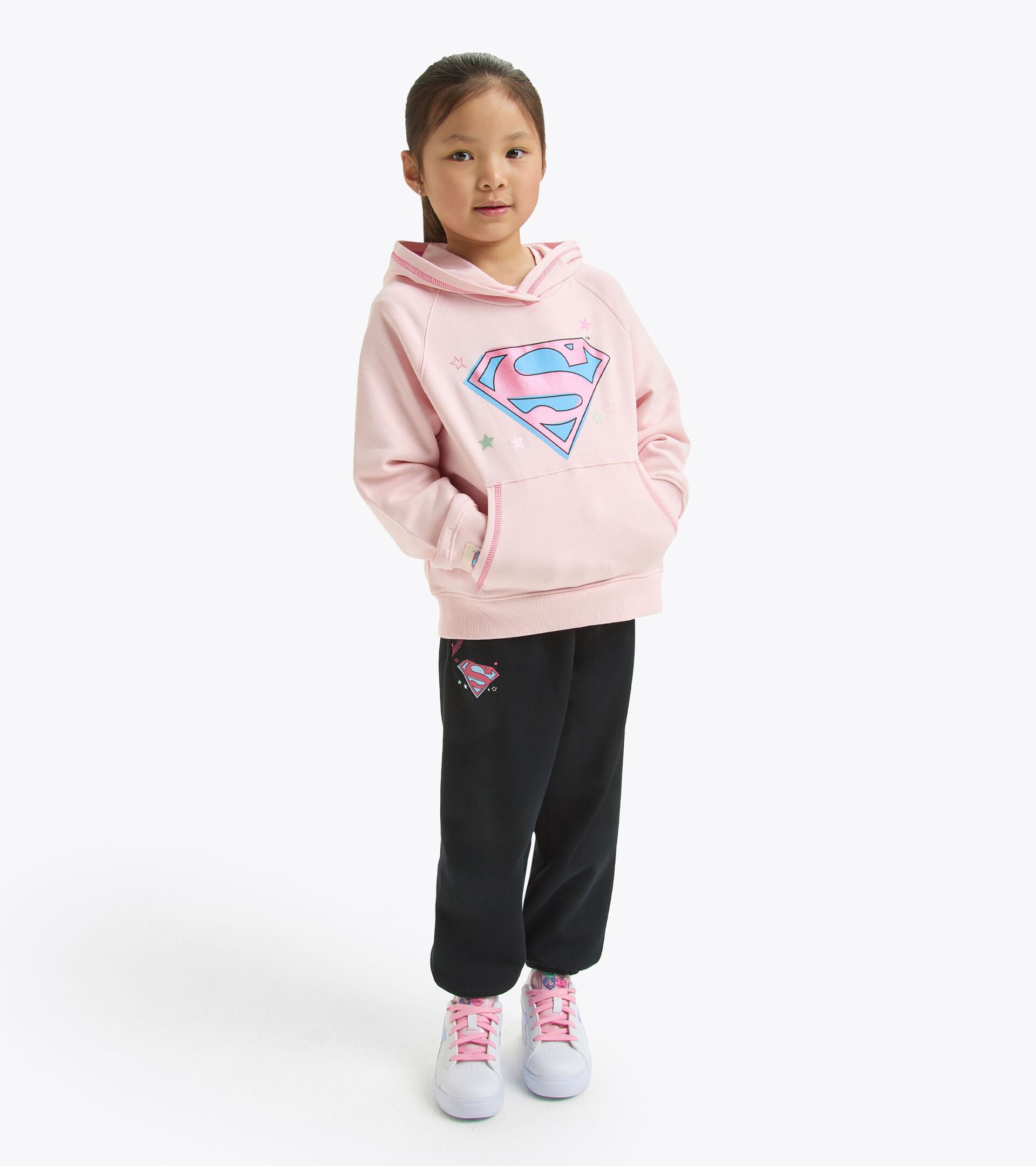 Sweat-shirt à capuche super-héros - Garçon et fille  JU.HOODIE SUPERHEROES ROSE CORNOUILLER - Diadora