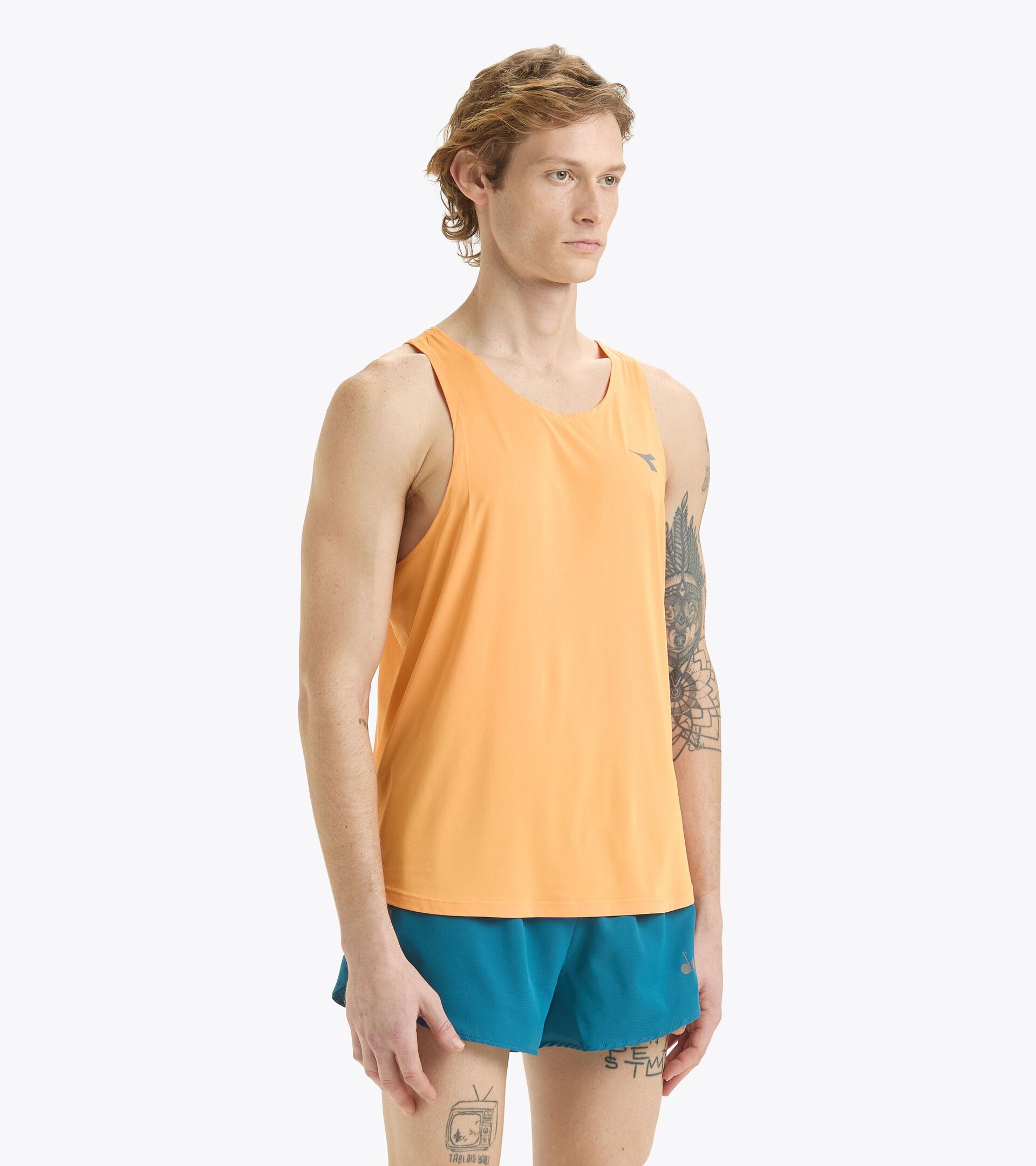 Camiseta sin mangas de running - Tejido ligero - Hombre SUPER LIGHT TANK NARANJA KUMQUAT - Diadora