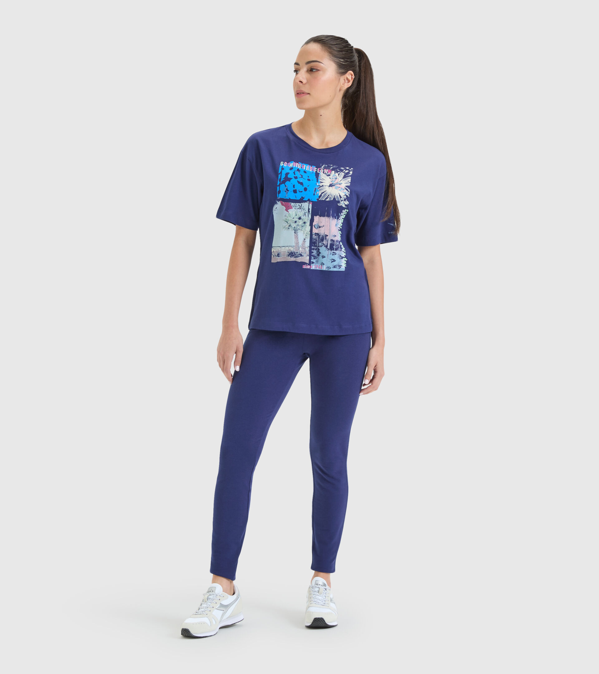 Cotton sports T-shirt - Women L. T-SHIRT SS FLOW DEEP COBALT BLUE - Diadora