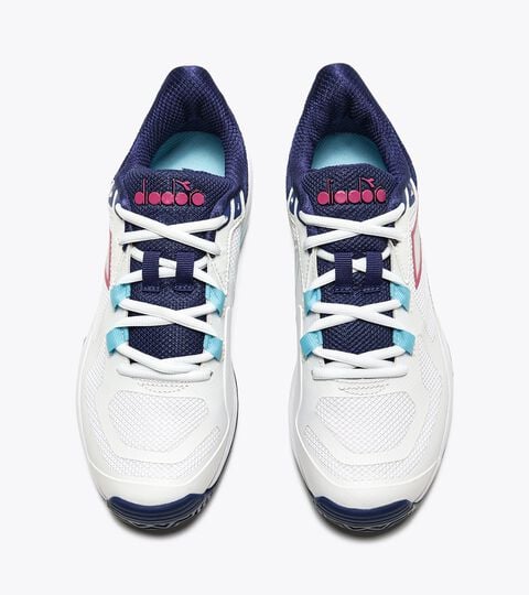 TROFEO 2 W AG PKL, WHITE/BLUEPRINT/PINK YARROW Pickleball shoes for hard surfaces or clay courts - Women TROFEO 2 W AG PKL WHITE/BLUEPRINT/PINK YARROW - Diadora