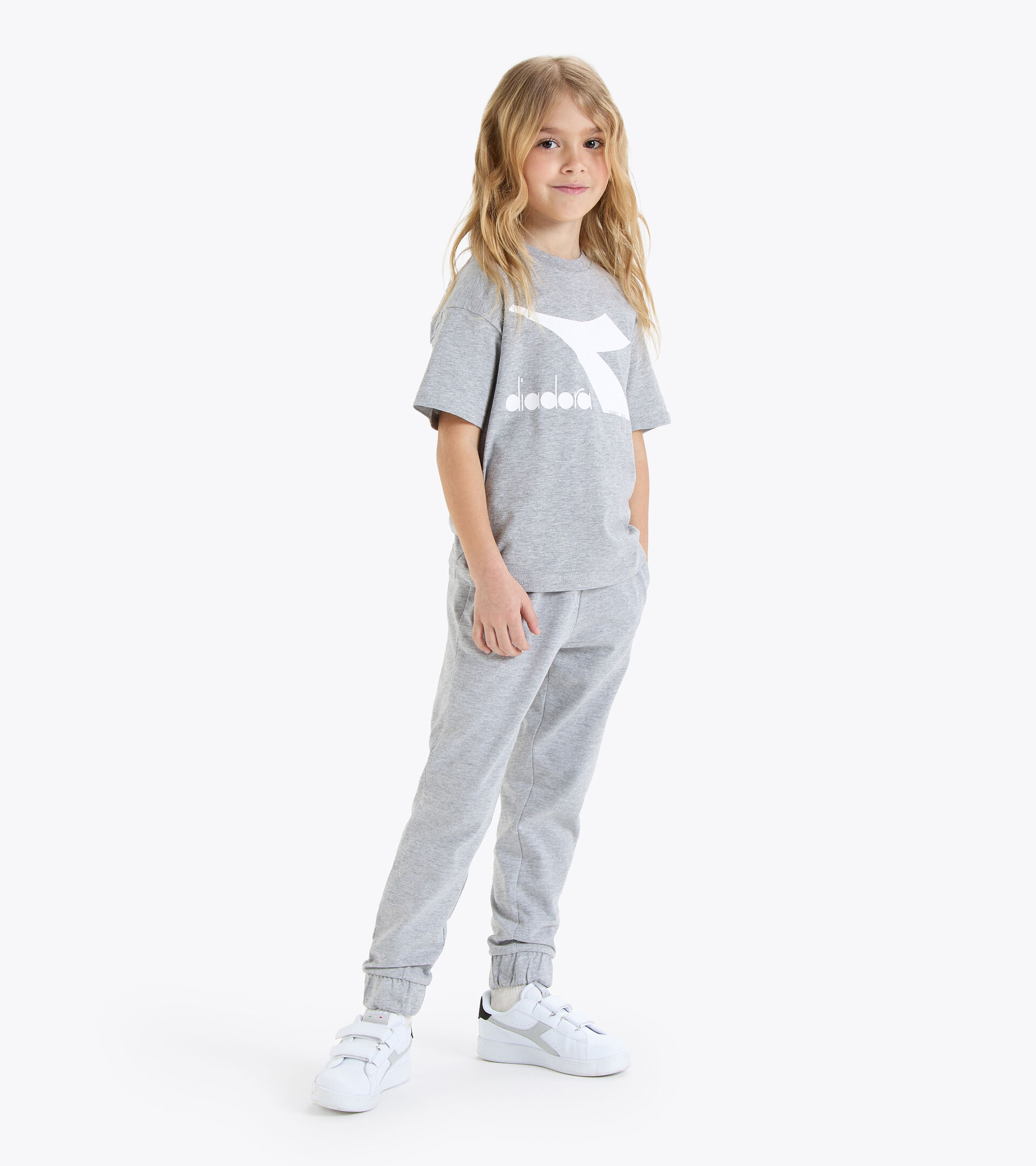 Sports T-shirt - Kids JU.T-SHIRT SS BL LIGHT MIDDLE GRAY MELANGE - Diadora