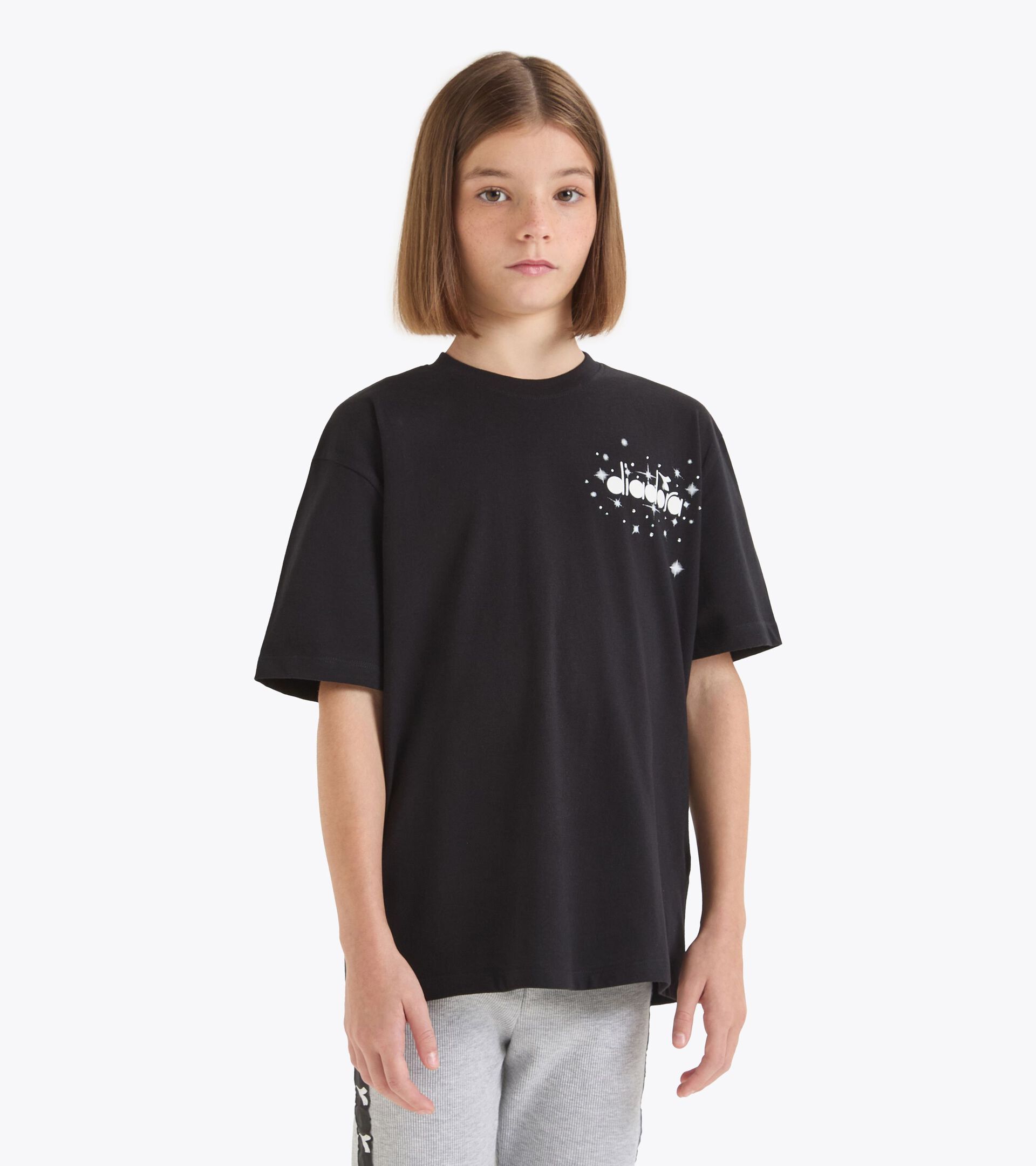 Camiseta de algodón - Niña/Adolescente
 JG.T-SHIRT SS FREGIO STARS NEGRO - Diadora