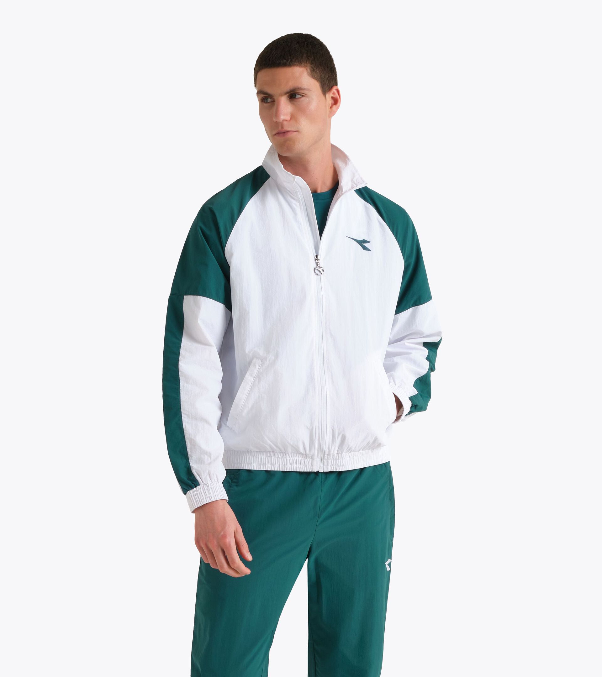 Tennis Track Jacket - Competition - All-gender U. TRACK JACKET MATCH OPTICAL WHITE /SHADED SPRUCE - Diadora