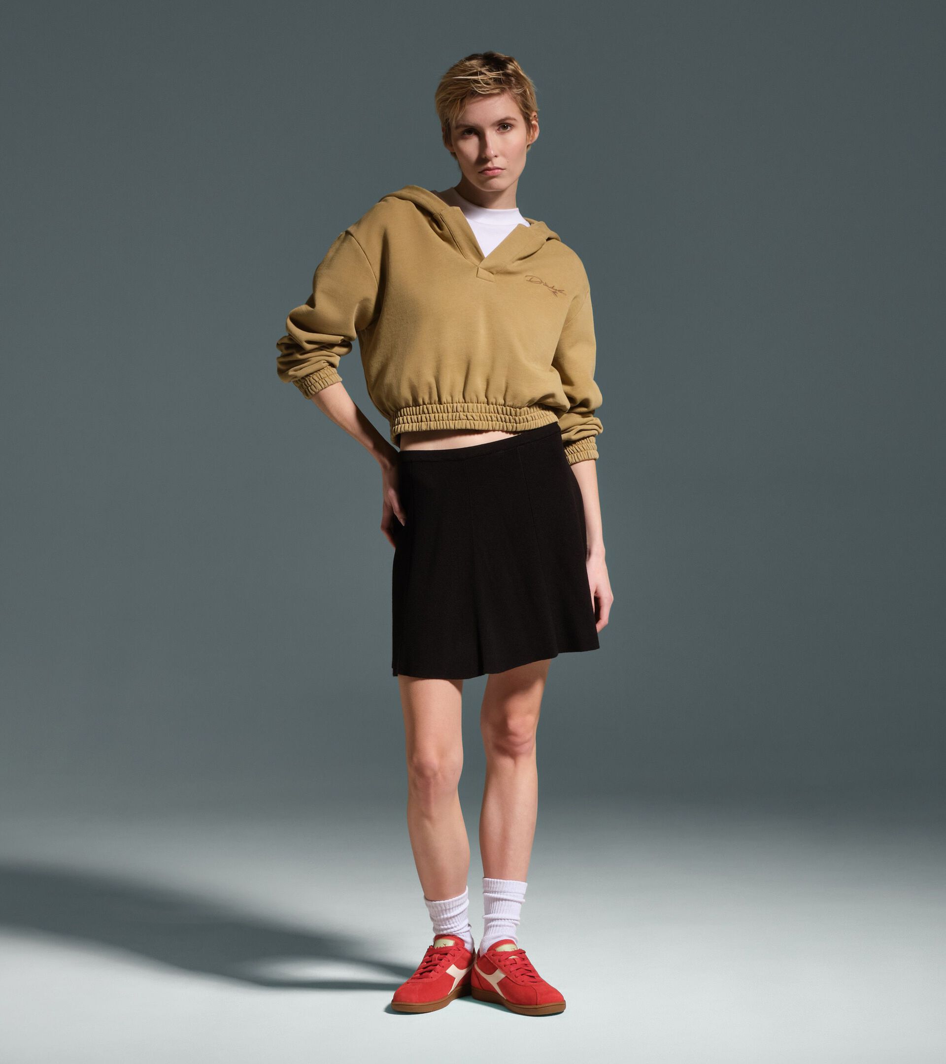 Retro-inspired Cotton Hoodie - Women&rsquo;s
 L. HOODIE AVENUE LAB GREEN KHAKI - Diadora