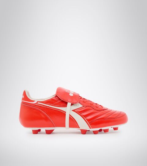 Firm ground football boots - Made in Italy BRASIL ITALY LT+ MDPU FLUO RED/WHITE - Diadora