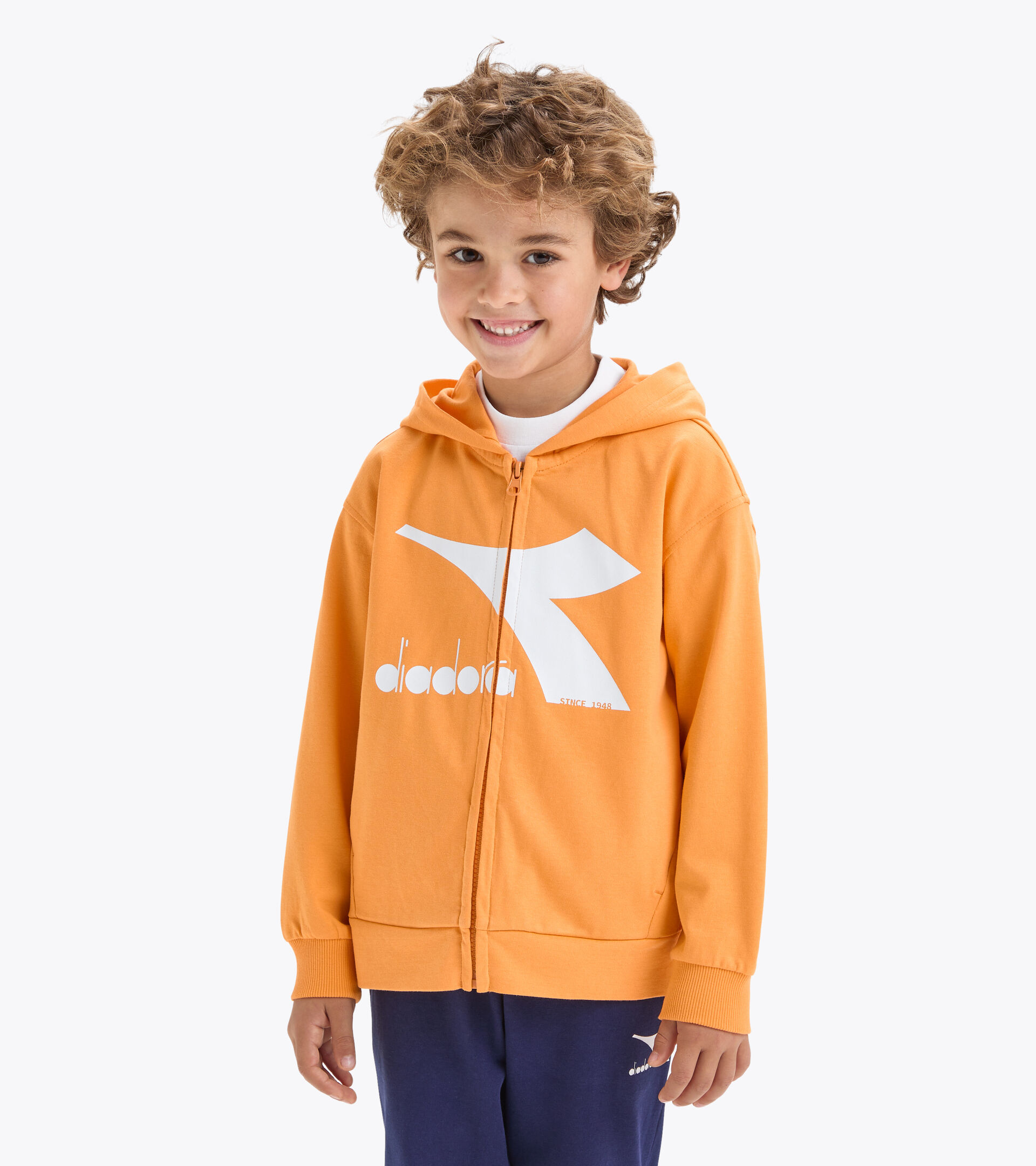 Hooded full-zip sweatshirt - Kids JU.HOODIE FZ ORANGE TANGERINE - Diadora