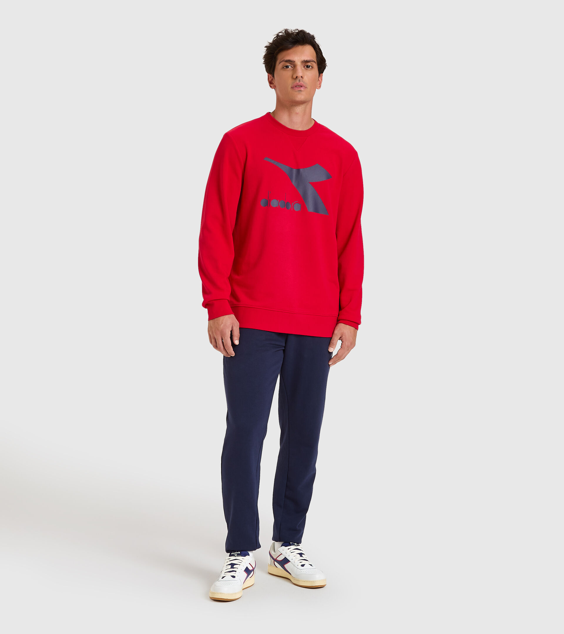 Sweater mit Rundhalsausschnitt - Herren SWEATSHIRT CREW LOGO CHROMIA TANGOROT - Diadora