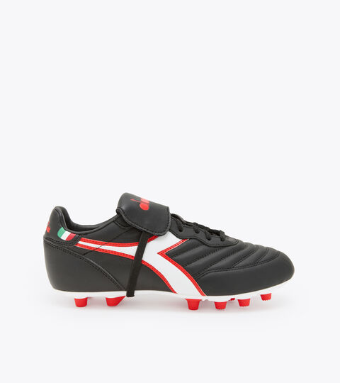 Football boots for firm grounds BRASIL OG LT T MDPU BLACK/WHITE/MILANO RED - Diadora