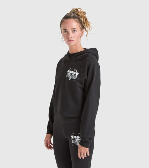 Cotton hooded sweatshirt - Women’s L. HOODIE CROP MANIFESTO BLACK - Diadora