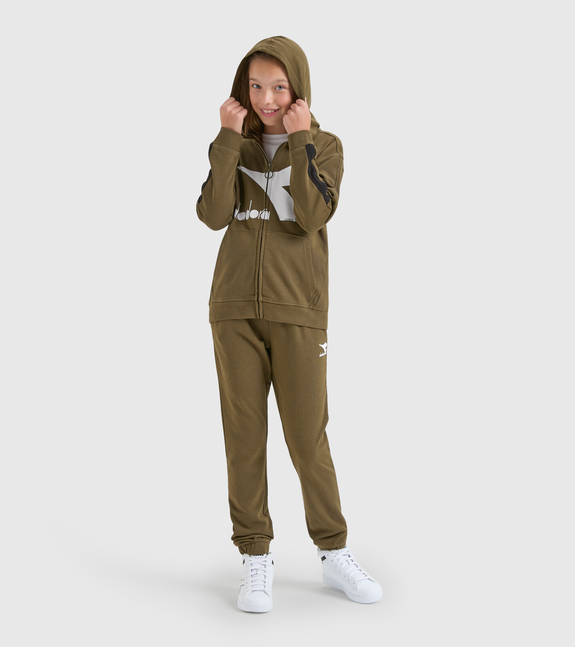 Trainingsanzug - Kinder JU.TRACKSUIT HD FZ CHROMIA MILITAROLIV - Diadora