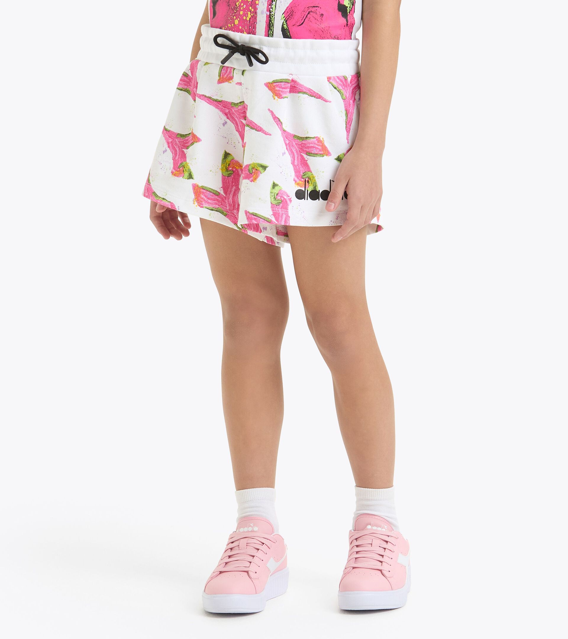 Pantaloncini in cotone - Bambina JG. SHORTS  LOGO AOP BIANCO ANTICO - Diadora