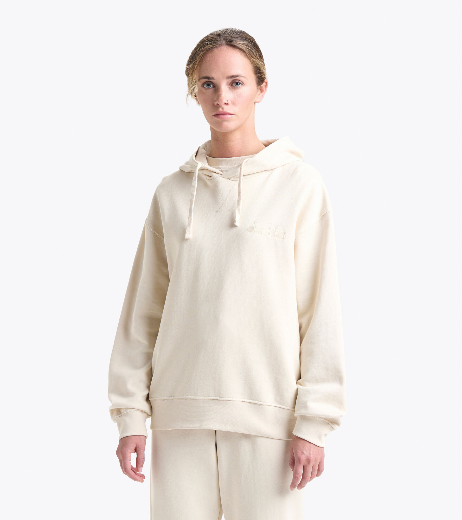 Sudadera con capucha de algodón - Unisex HOODIE SPW LOGO BLANCO CISNE - Diadora