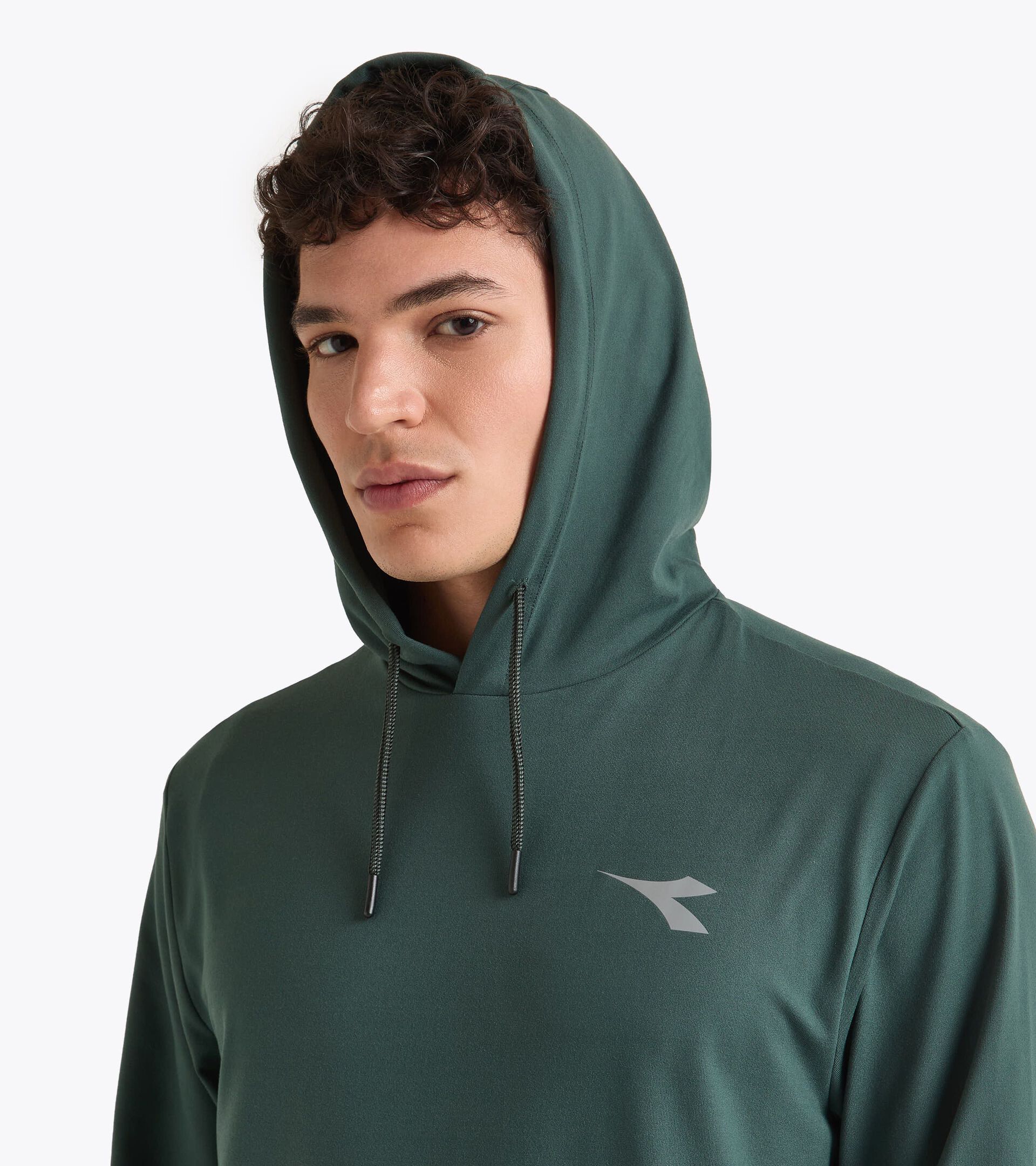 Sudadera de punto para después de entrenar§Hombre JERSEY PULLOVER HOODIE RUN CREW CILANTRO - Diadora