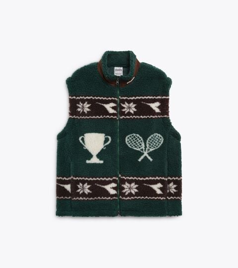 Reversible fleece jacket - Exclusive e-commerce & Cortina Store - All-gender REVERSIBLE POLAR FLEECE VEST DARK GREEN - Diadora