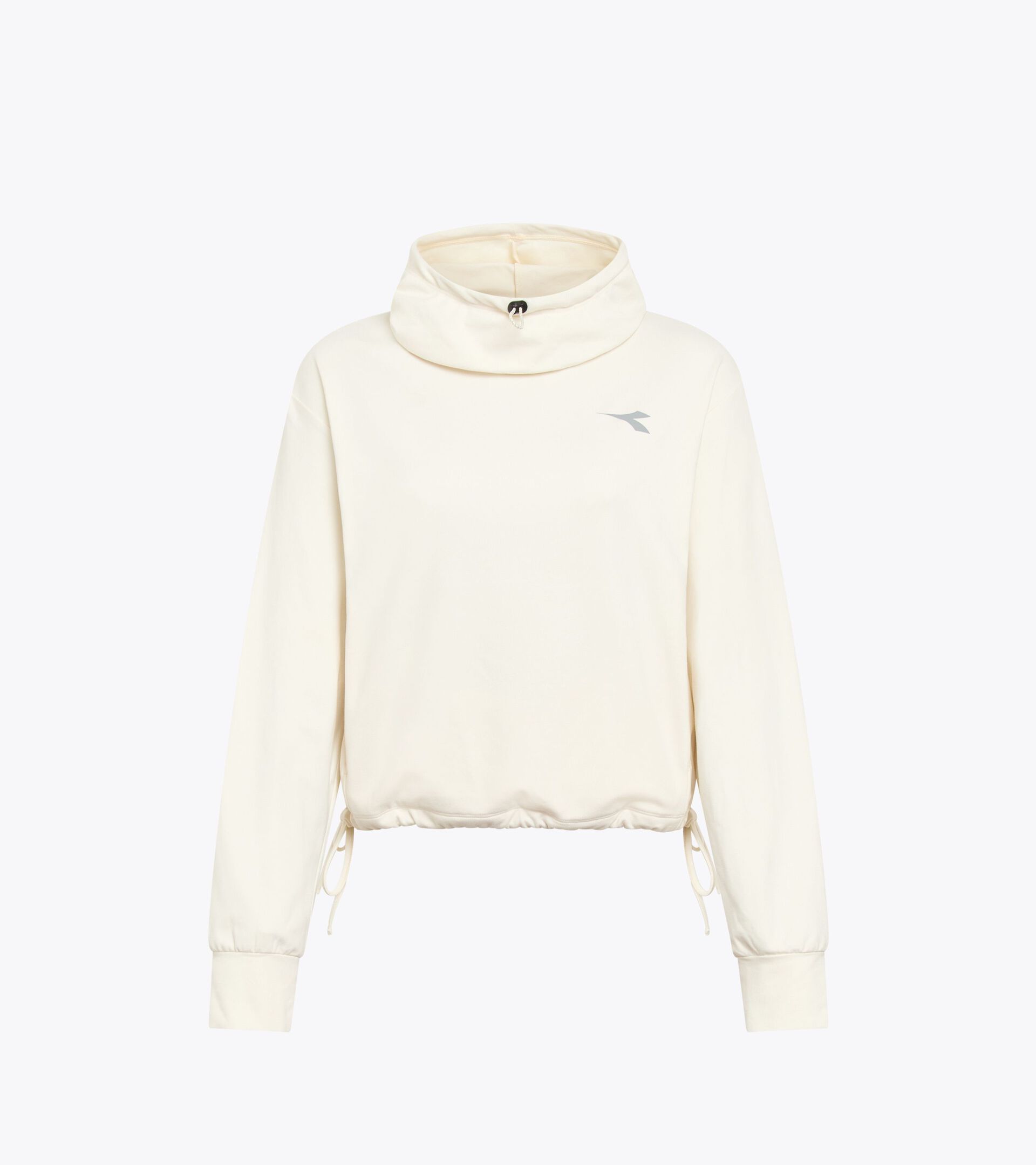 Pull en jersey post-entra&icirc;nement&sect;Femme L. JERSEY PULLOVER HOODIE RUN CREW BLANCHE MURMURE - Diadora