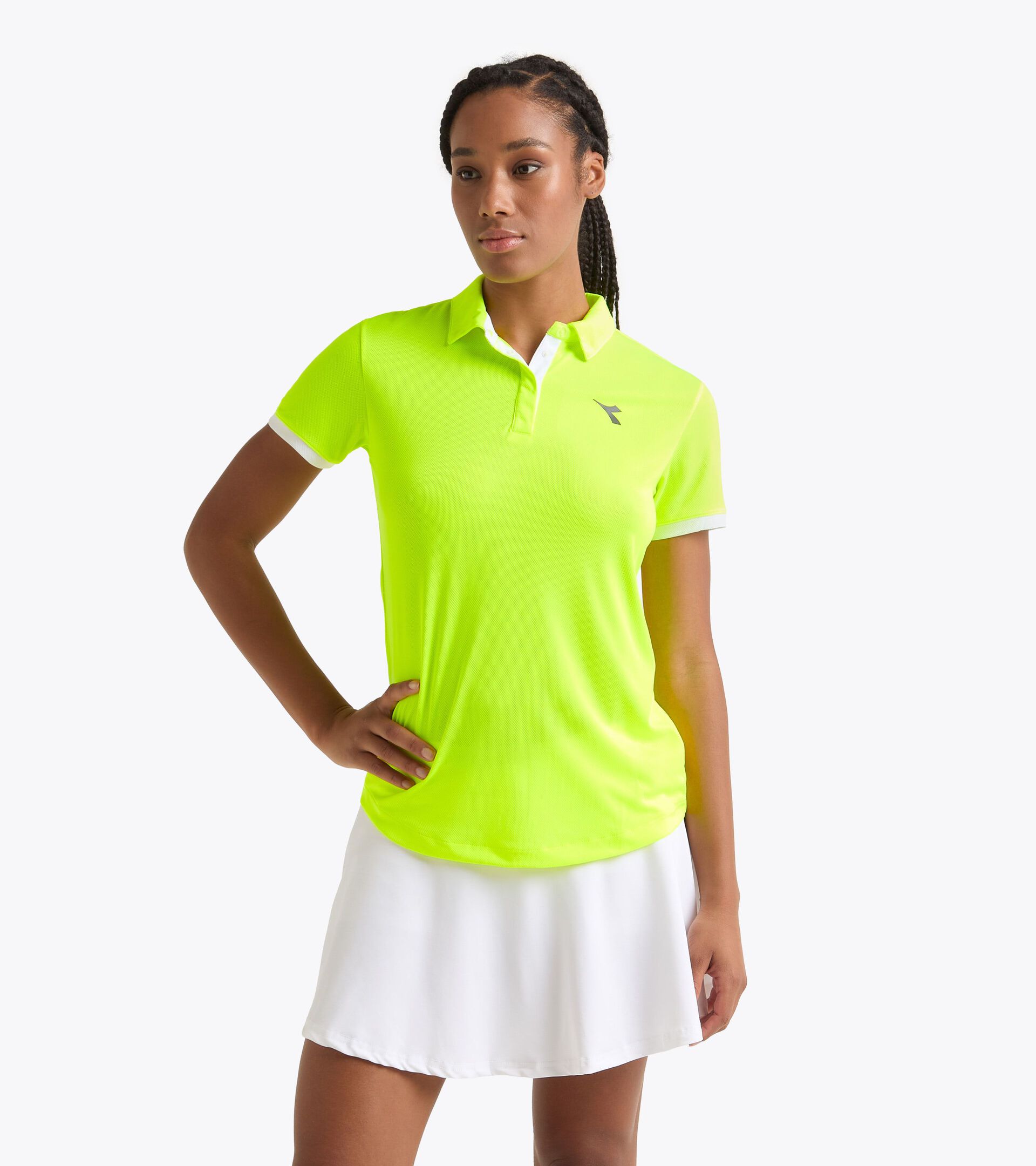 Polo de tennis - Femme L. POLO COURT JAUNE FLUO DD - Diadora