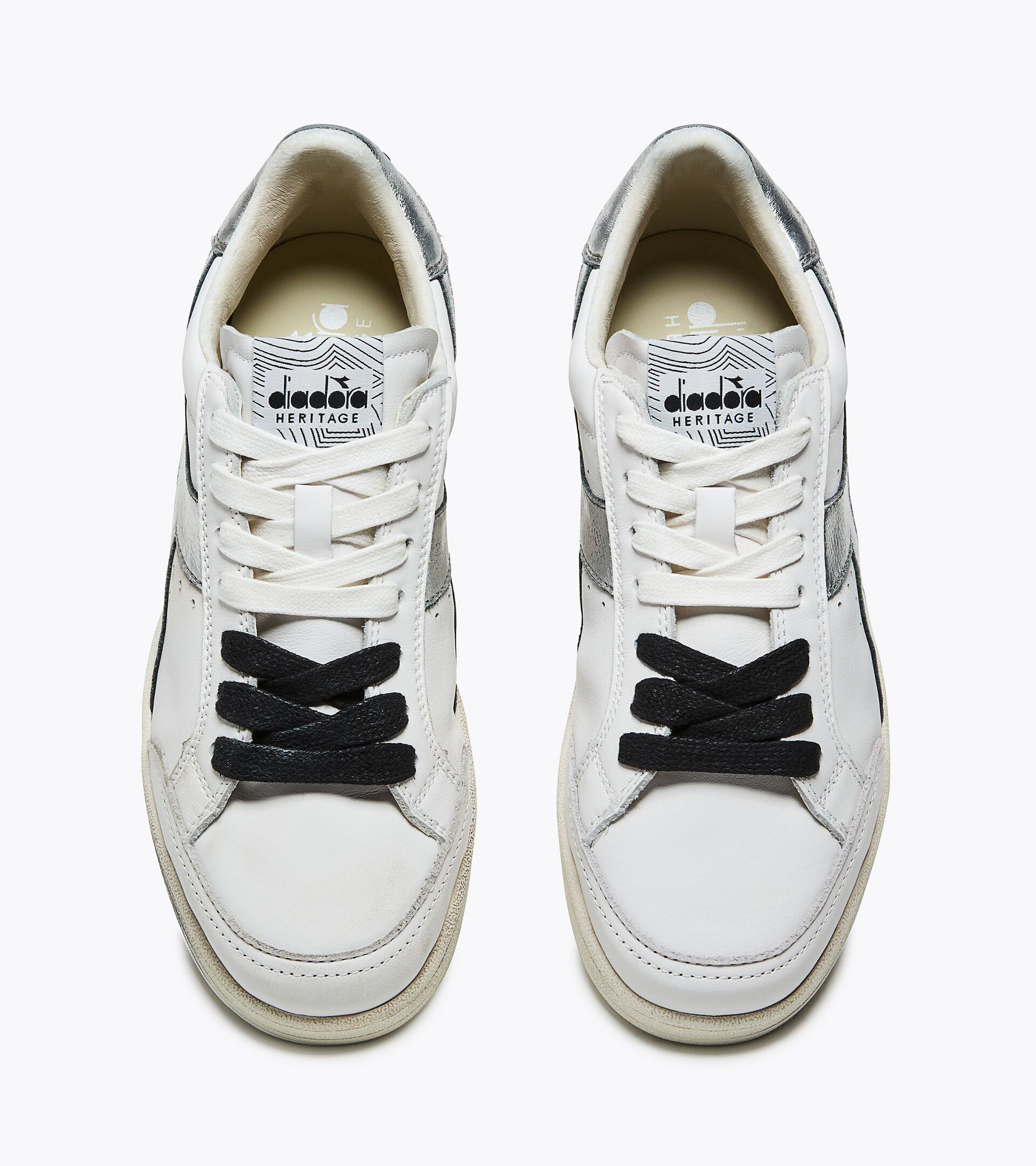 Heritage Shoe in Metallic Leather - Women&rsquo;s PRESTIGE METALLIC WN WHITE/SILVER - Diadora